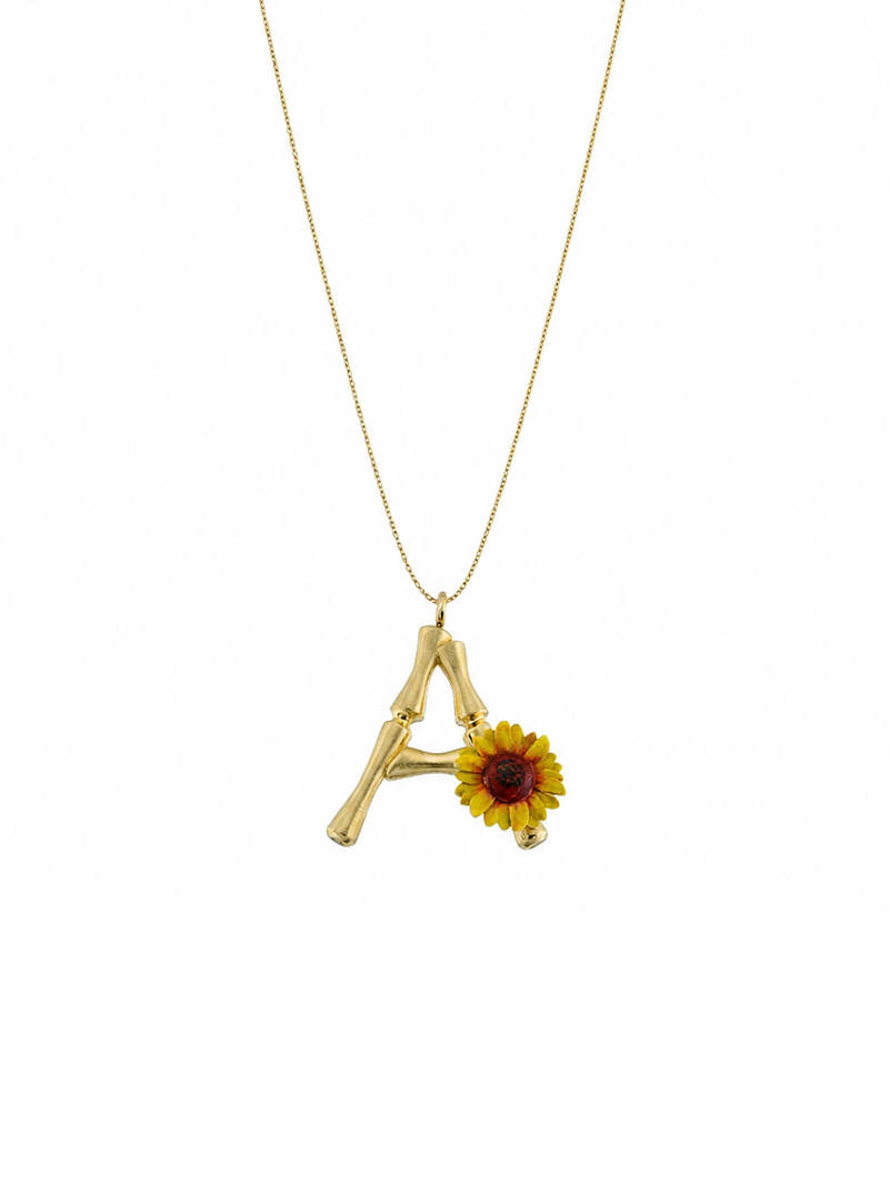 Blossom Letter A Harfi Ayçiçeği Kolye
