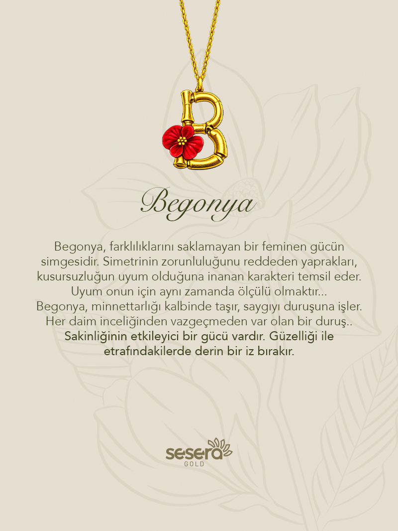 Blossom Letter B Harfi Begonya Kolye
