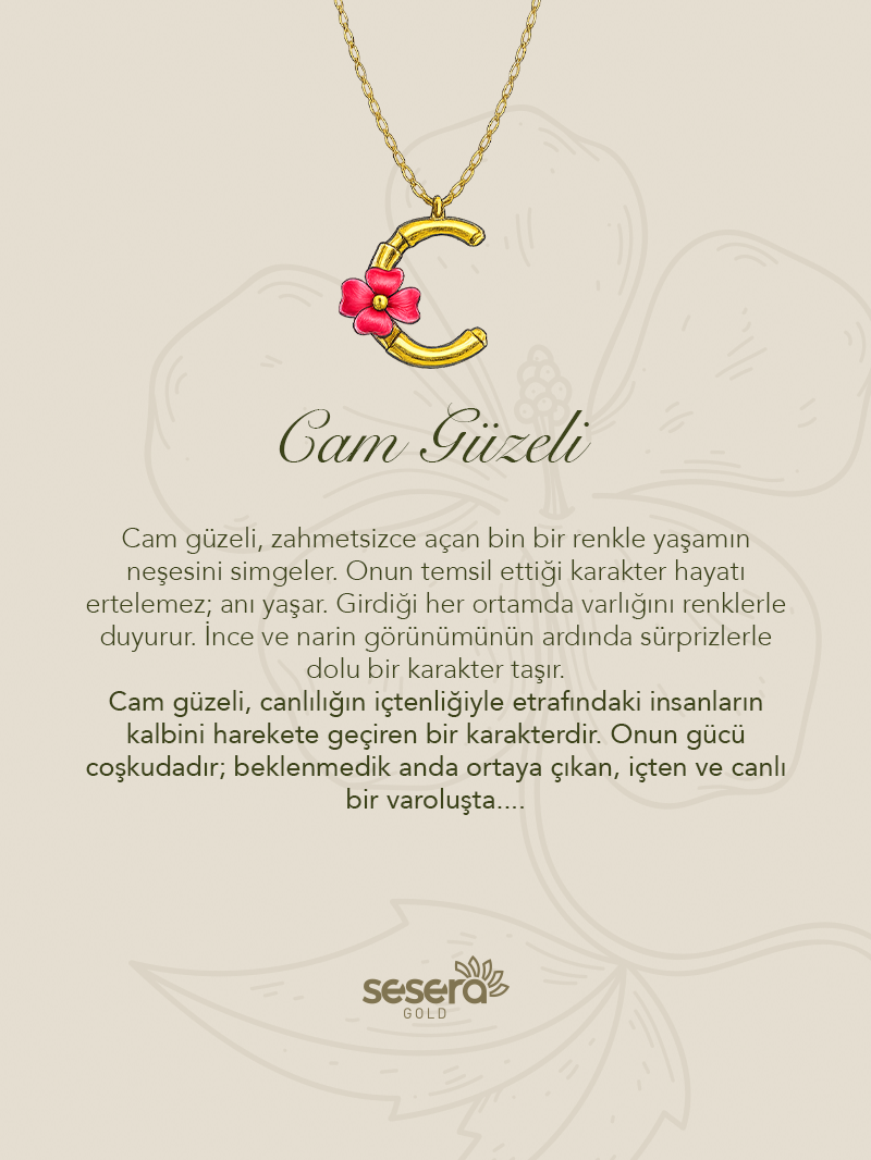 Blossom Letter C Harfi Cam Güzeli Kolye
