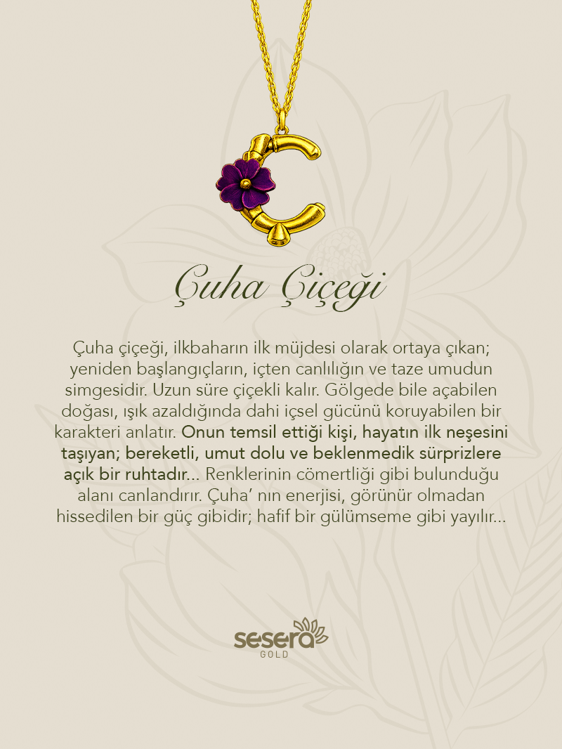 Blossom Letter Ç Harfi Çuha Kolye