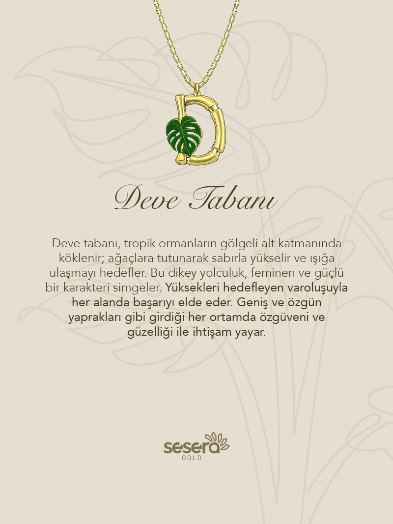 Blossom Letter D Harfi Deve Tabanı Kolye