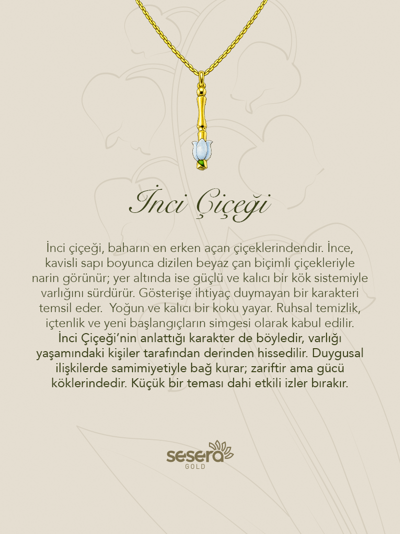 Blossom Letter İ Harfi İnci Çiçeği Kolye Ucu