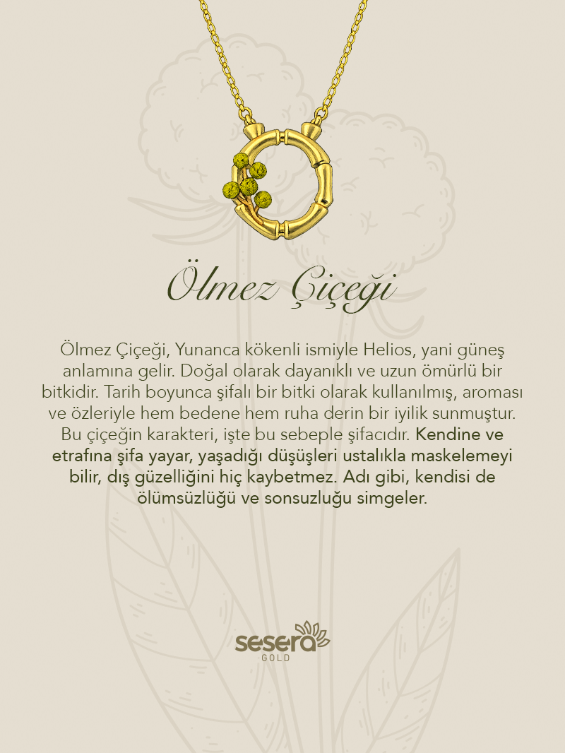 Blossom Letter Ö Harfi Ölmez Çiçeği Kolye