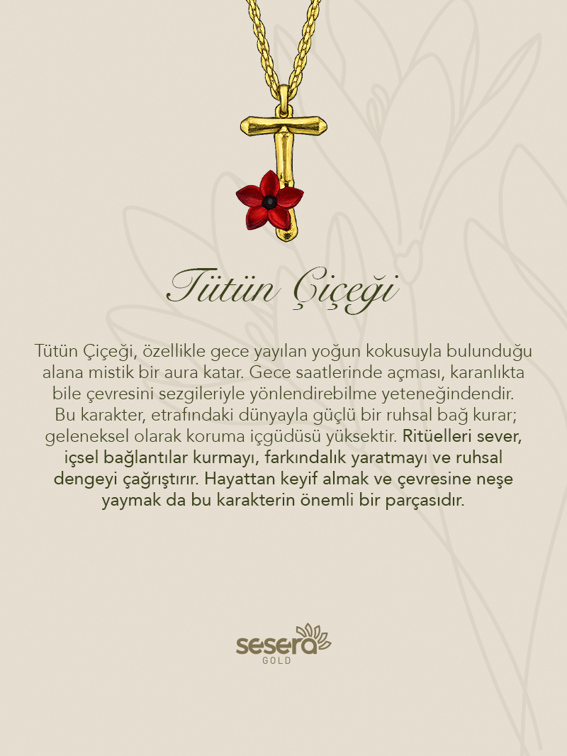 Blossom Letter T Harfi Tütün Çiçeği Kolye