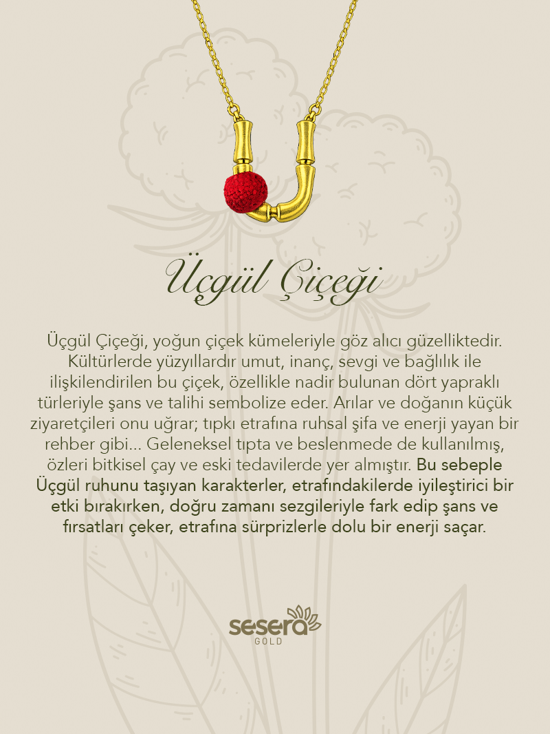 Blossom Letter Ü Harfi Üçgül Kolye Ucu