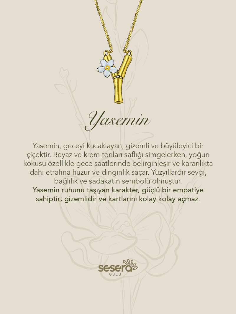 Blossom Letter Y Harfi Yasemin Kolye