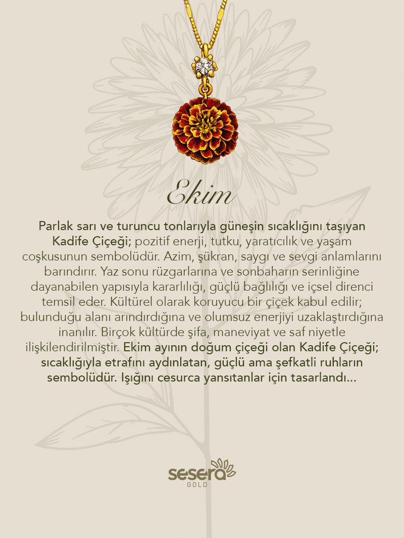 Doğum Çiçeği Ekim Ayı Kadife Kolye Ucu