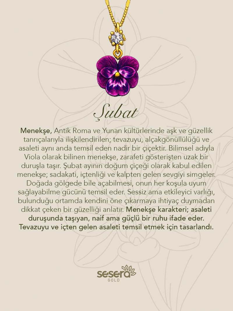 Doğum Çiçeği Şubat Ayı Menekşe Kolye Ucu