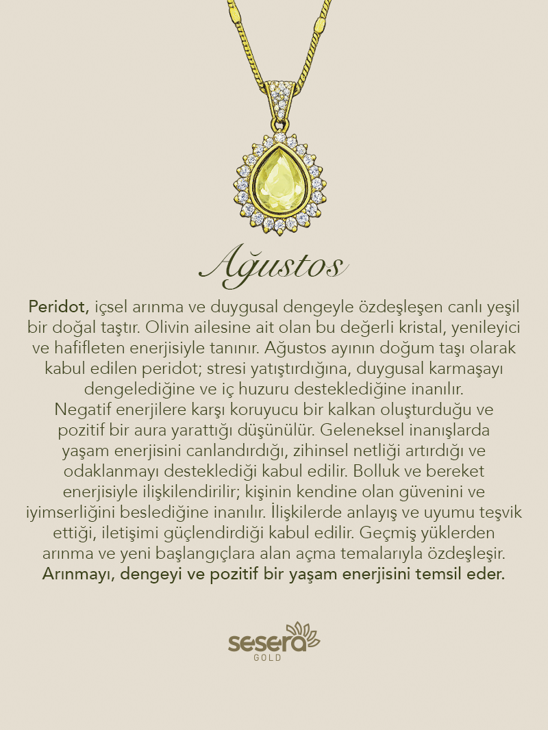 Doğum Taşı Ağustos Ayı Peridot Kolye