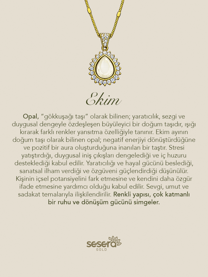 Doğum Taşı Ekim Ayı Opal Kolye Ucu