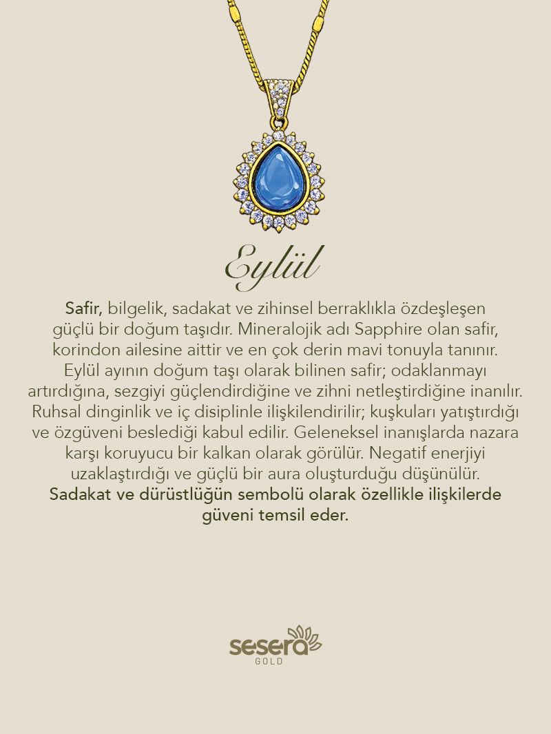 Doğum Taşı Eylül Ayı Safir Kolye