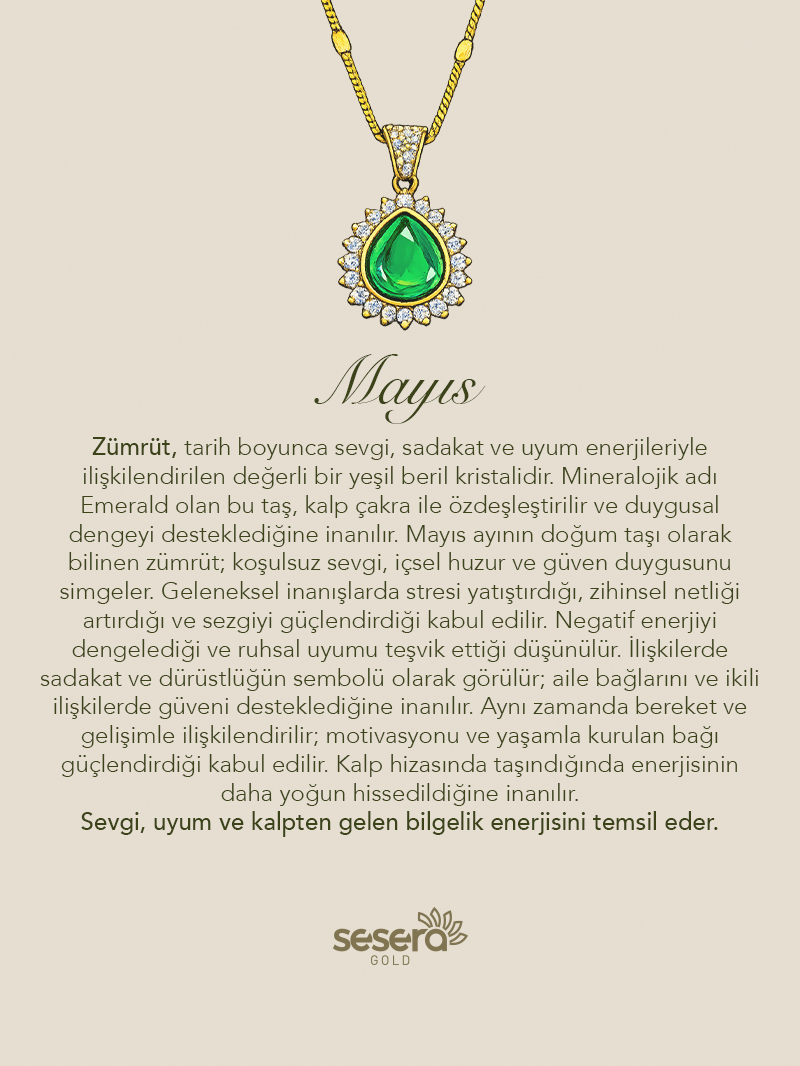 Doğum Taşı Mayıs Ayı Zümrüt Kolye
