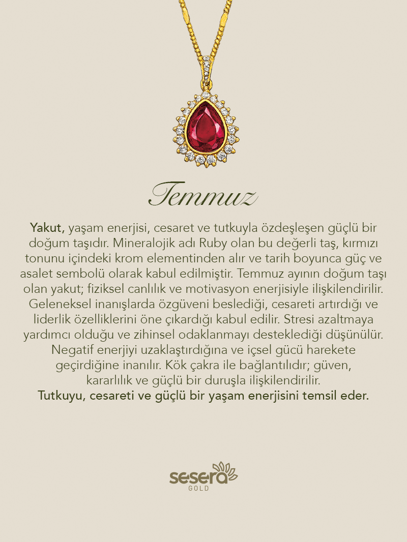 Doğum Taşı Temmuz Ayı Yakut Kolye Ucu