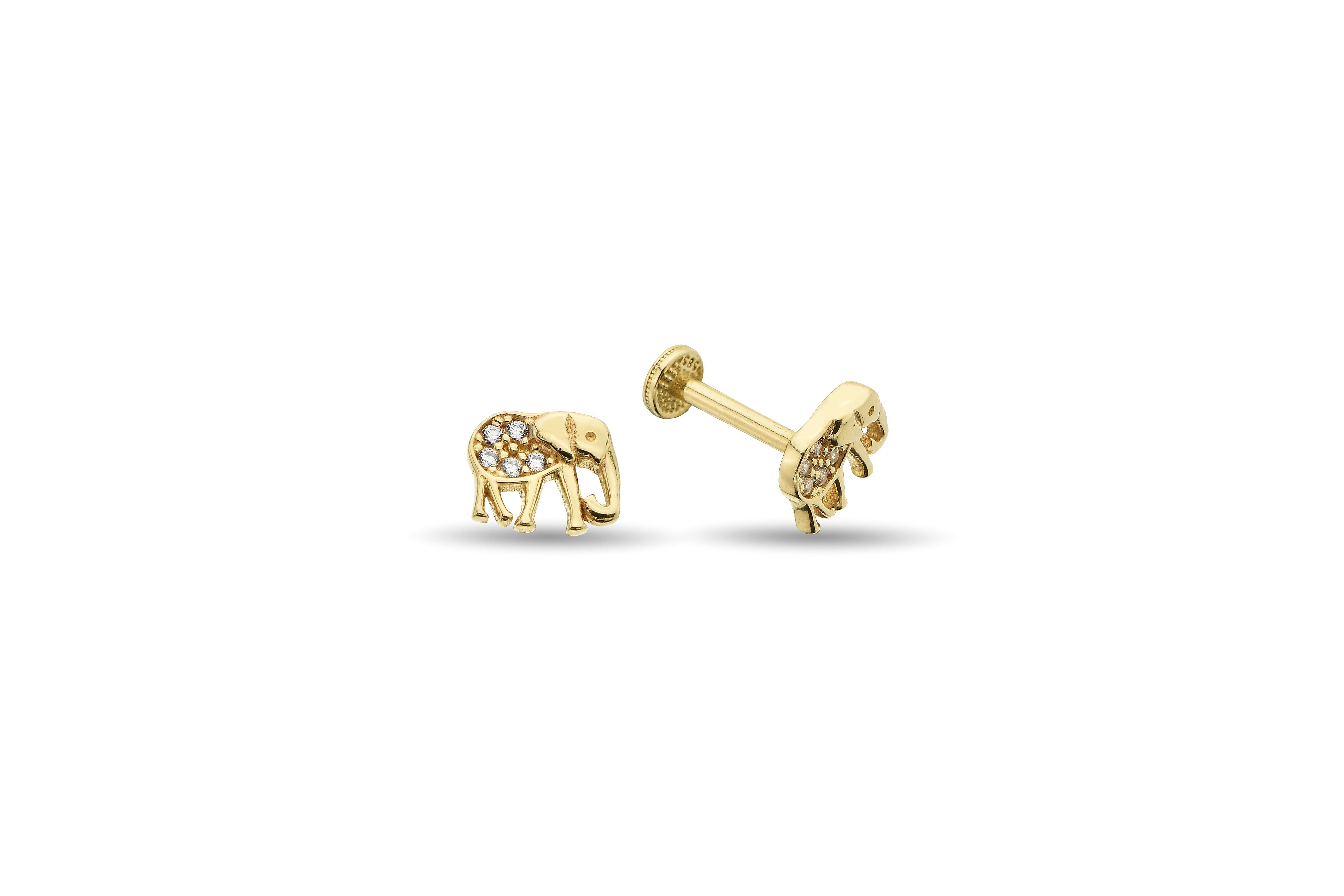 Taşlı Fil Altın Tragus Piercing