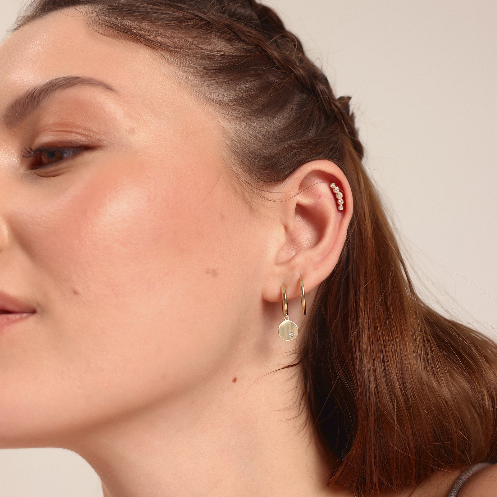 Taşlı Bubble Altın Tragus Piercing
