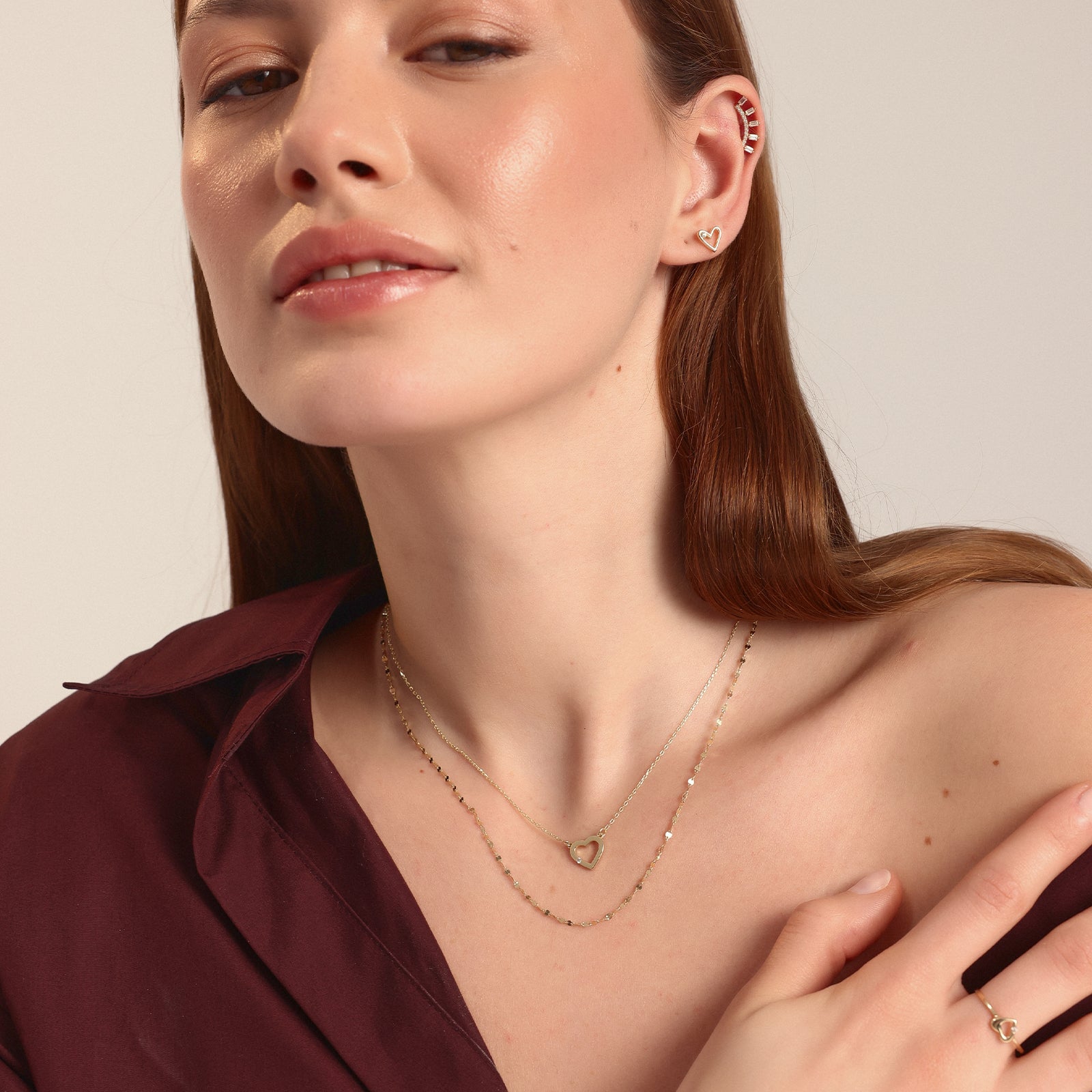 Baget Taşlı Altın Tragus Piercing