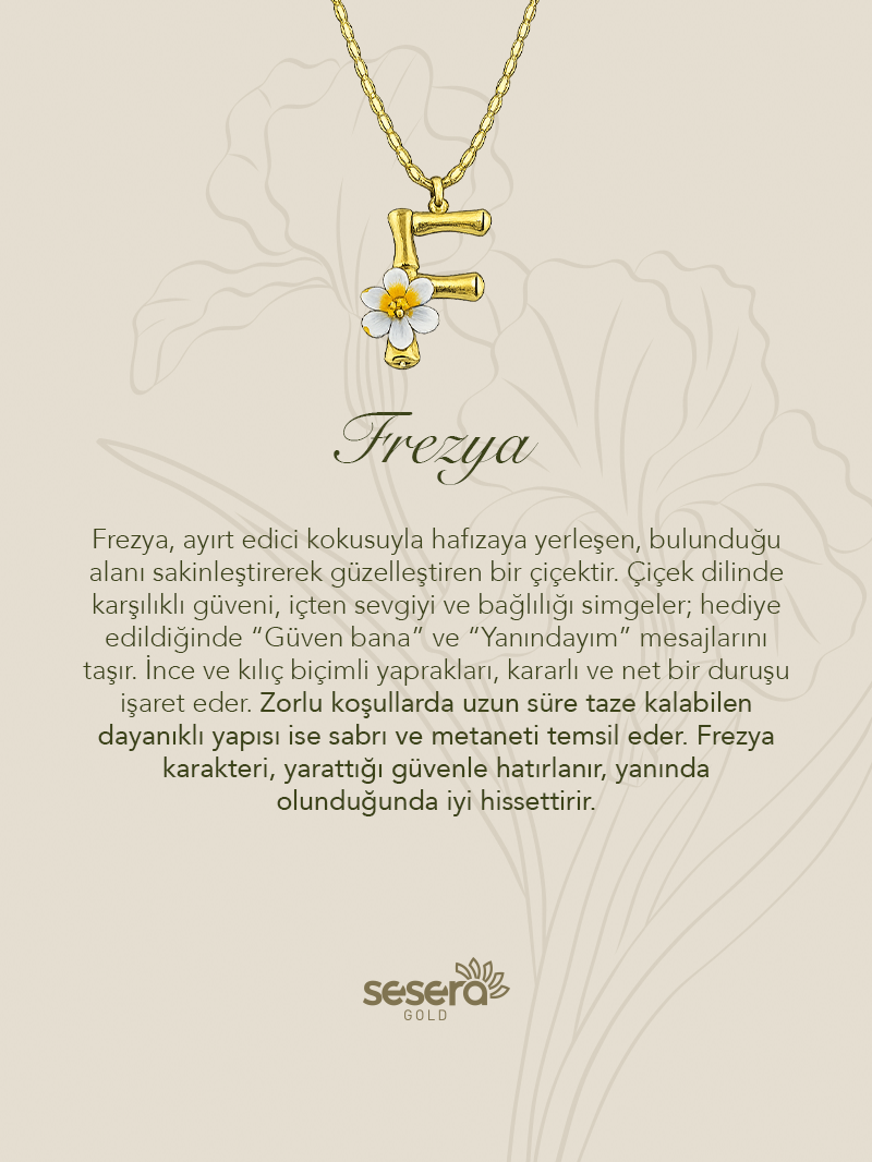 Blossom Letter F Harfi Frezya Kolye