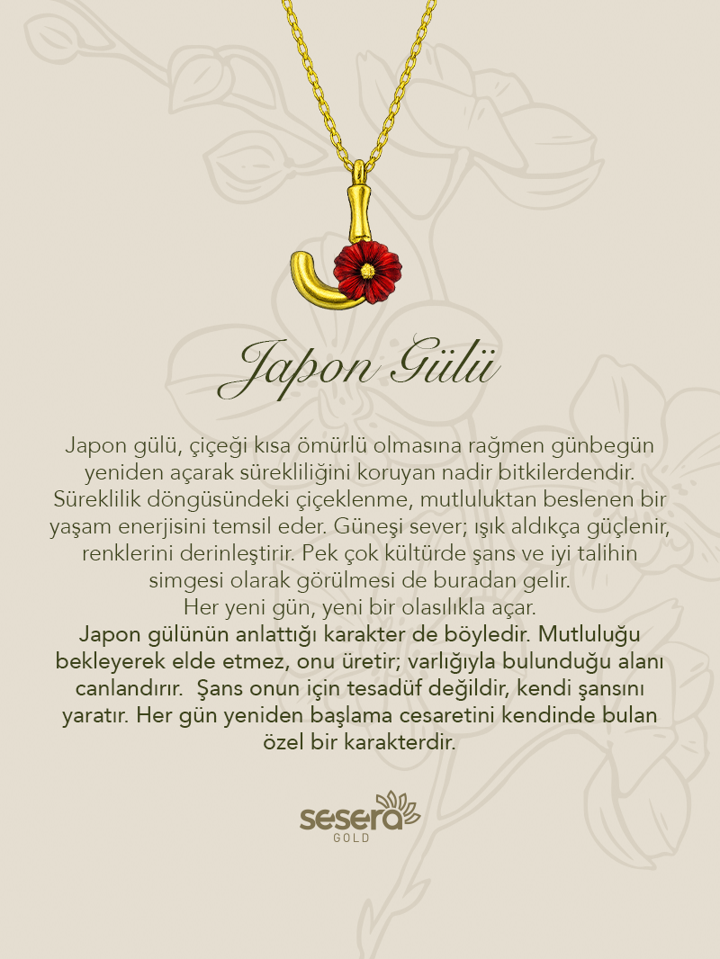 Blossom Letter J Harfi Japon Gülü Kolye