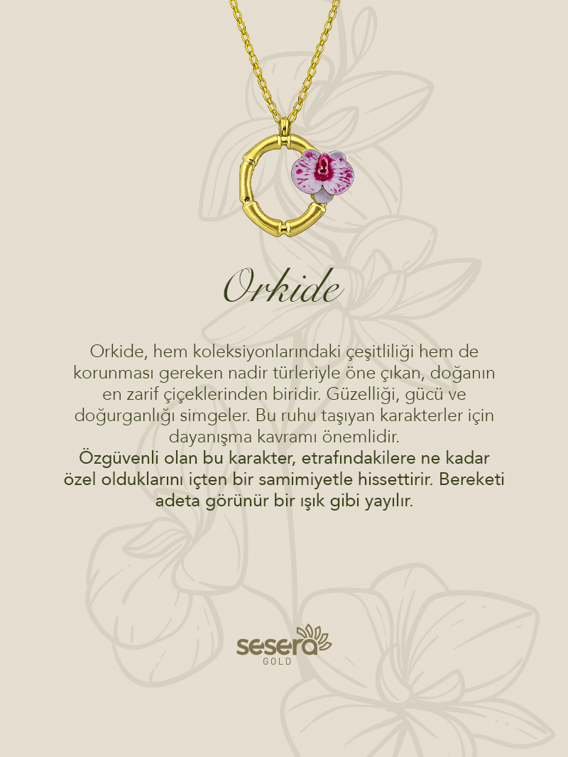 Blossom Letter O Harfi Orkide Kolye Ucu