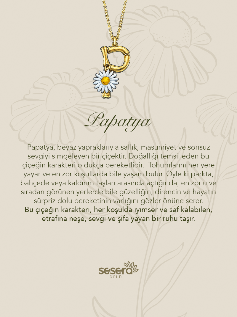 Blossom Letter P Harfi Papatya Kolye