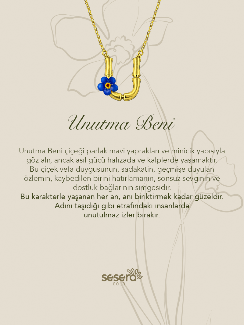 Blossom Letter U Harfi Unutma Beni Kolye