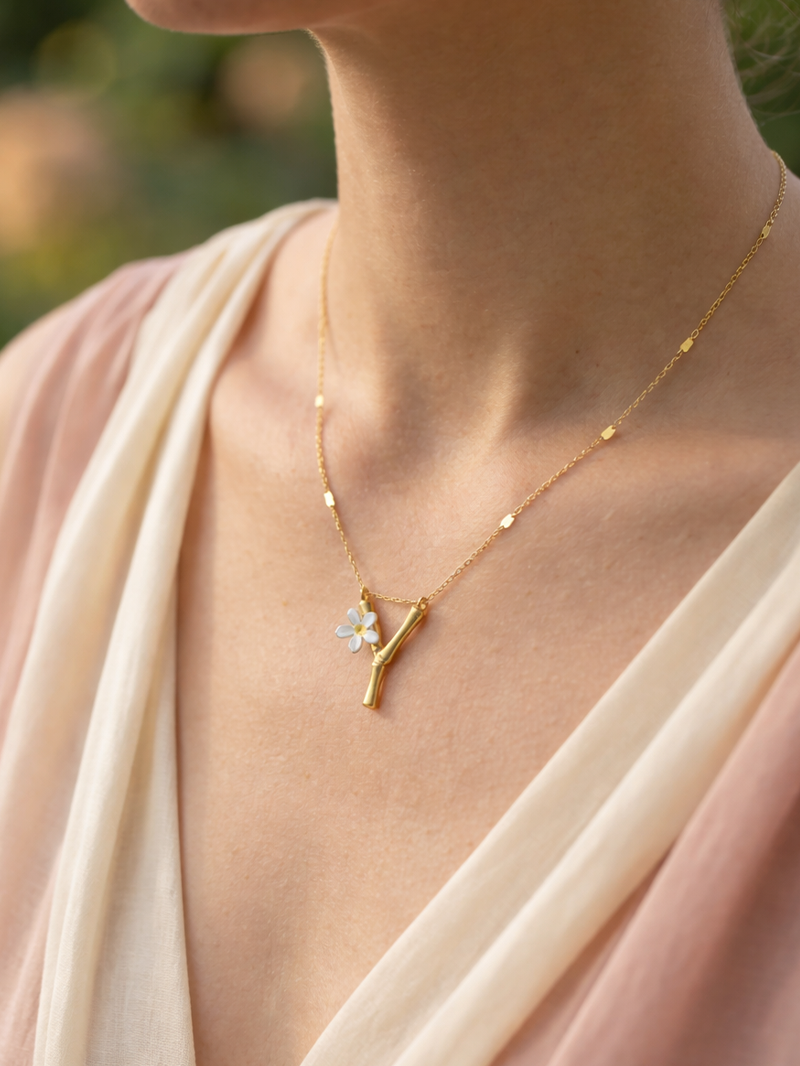 Blossom Letter Y Harfi Yasemin Kolye Ucu