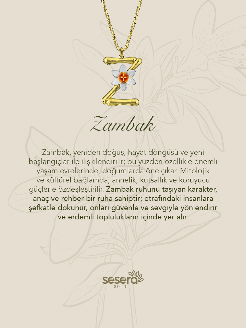 Blossom Letter Z Harfi Zambak Kolye Ucu