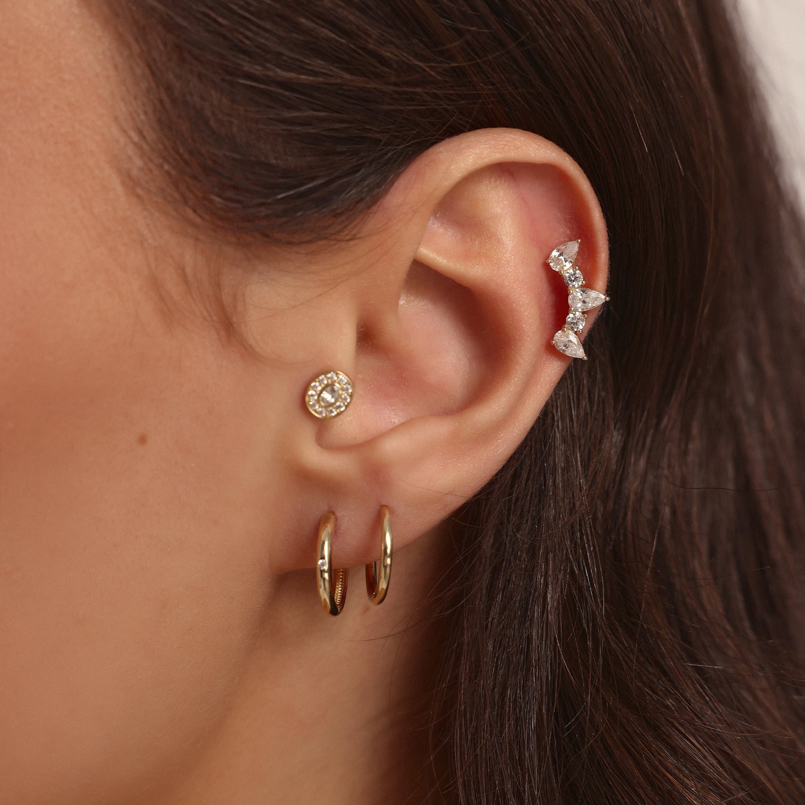 Damla Taşlı Altın Tragus Piercing