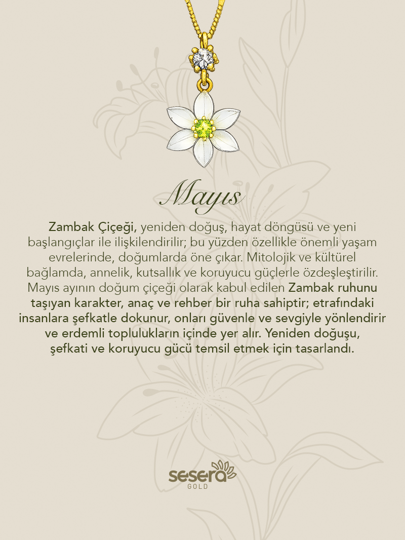 Doğum Çiçeği Mayıs Ayı Zambak Kolye Ucu