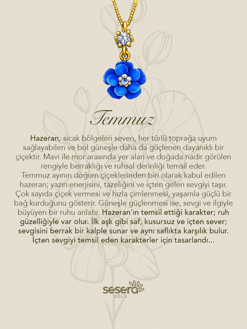 Doğum Çiçeği Temmuz Ayı Hazeran Kolye Ucu