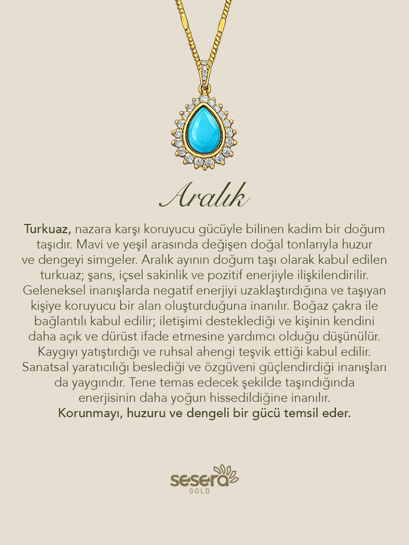 Doğum Taşı Aralık Ayı Turkuaz Kolye Ucu