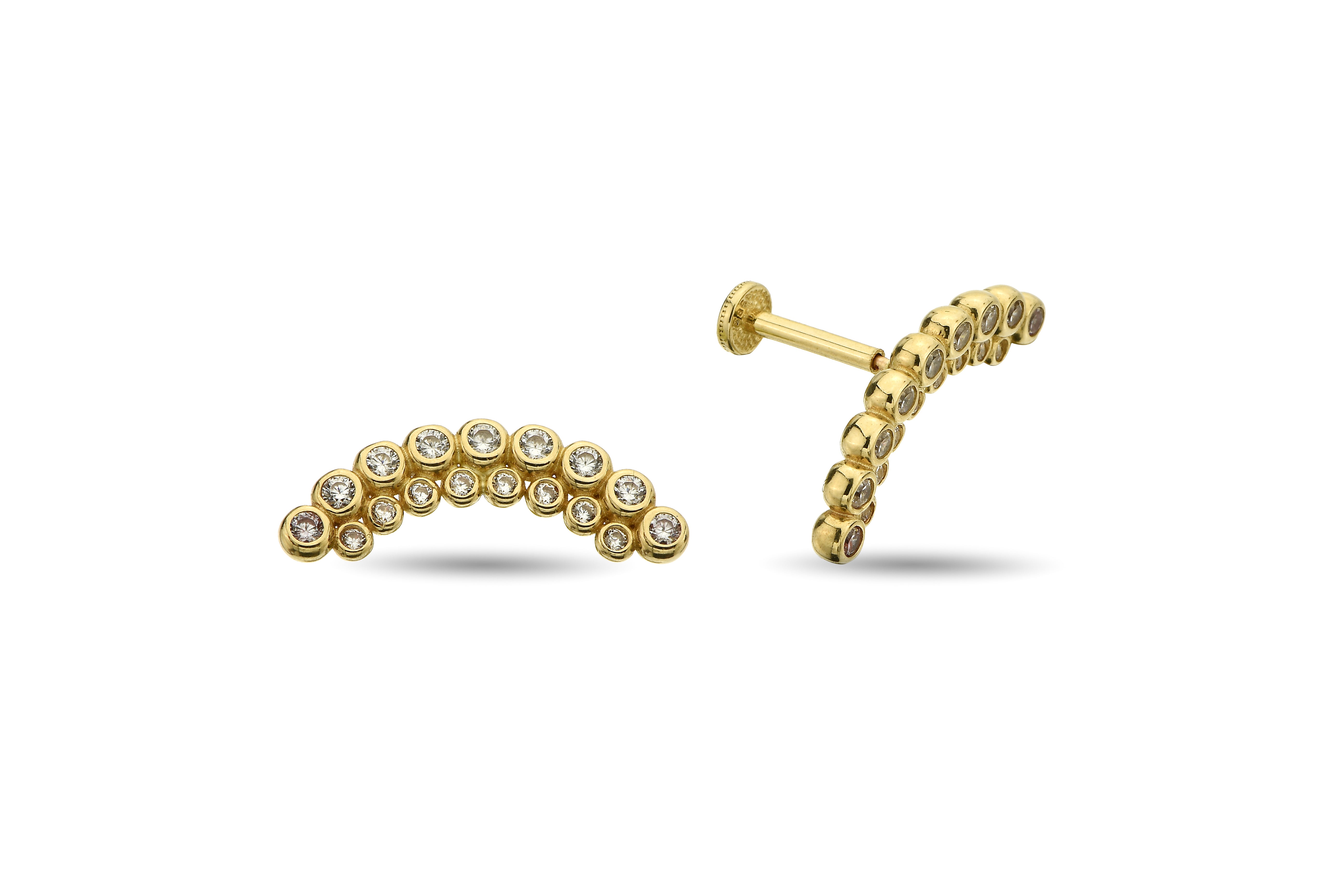 Taşlı Bubble Altın Tragus Piercing