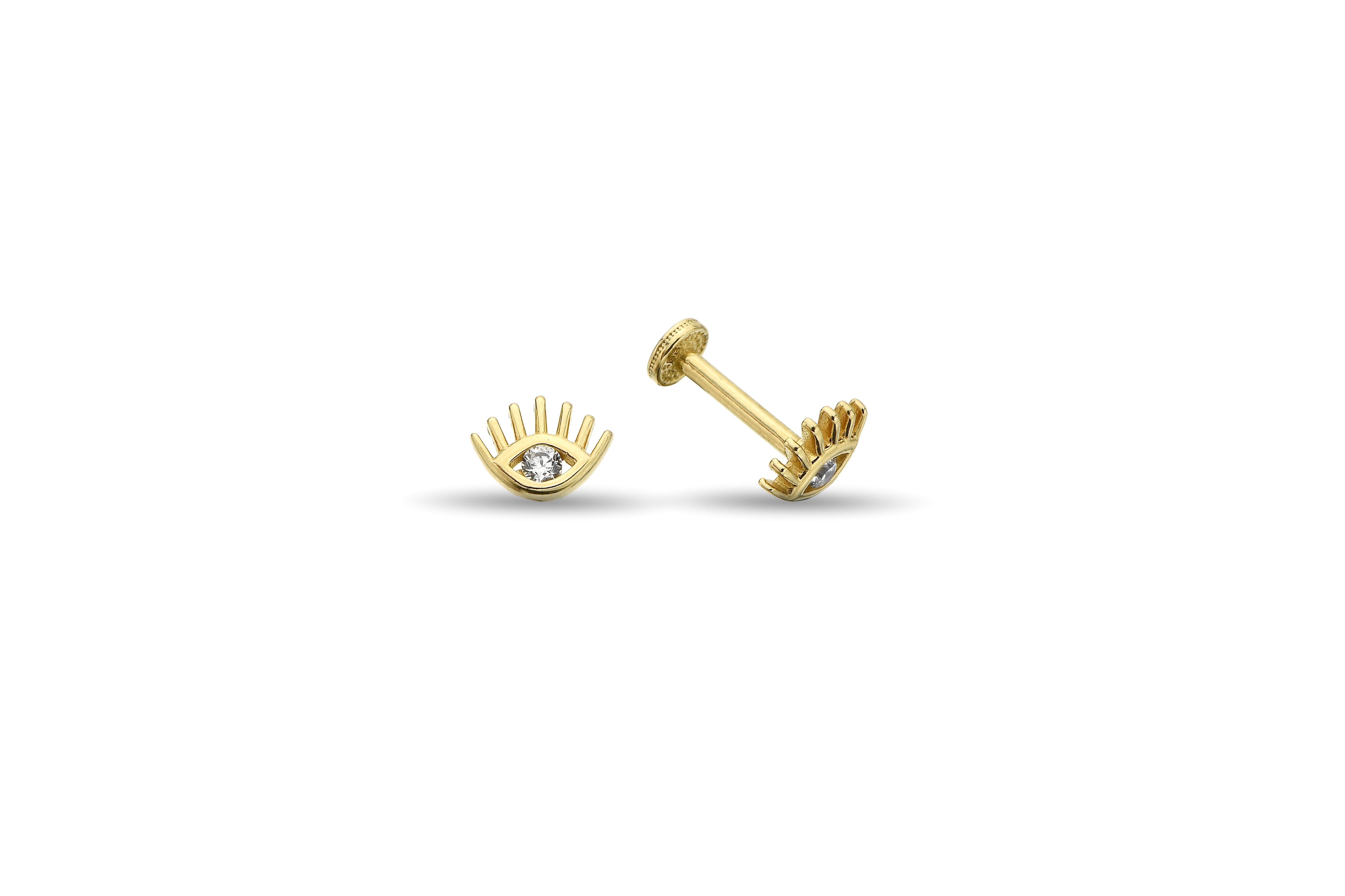 Taşlı Göz Altın Tragus Piercing