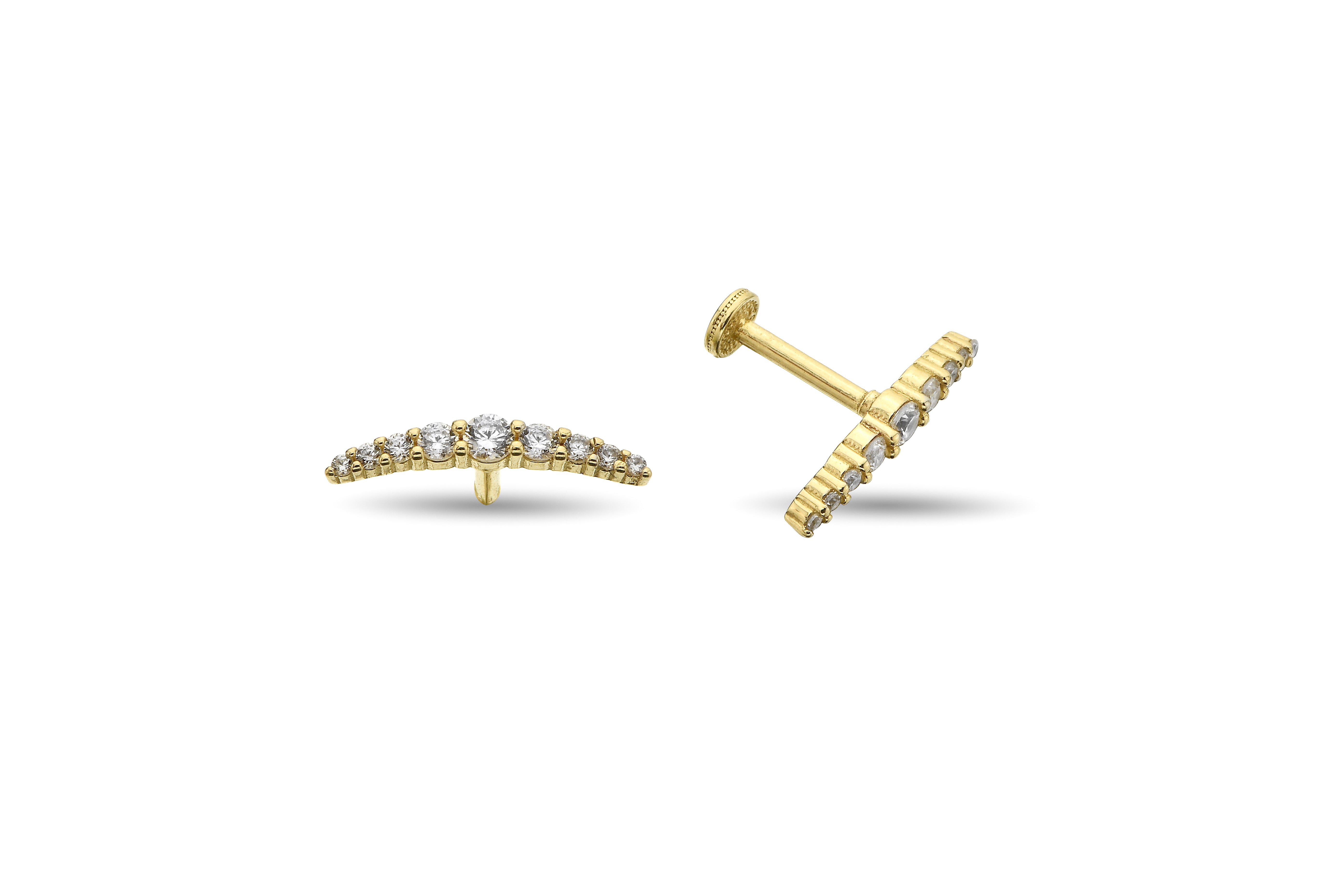 Taşlı Altın Tragus Piercing