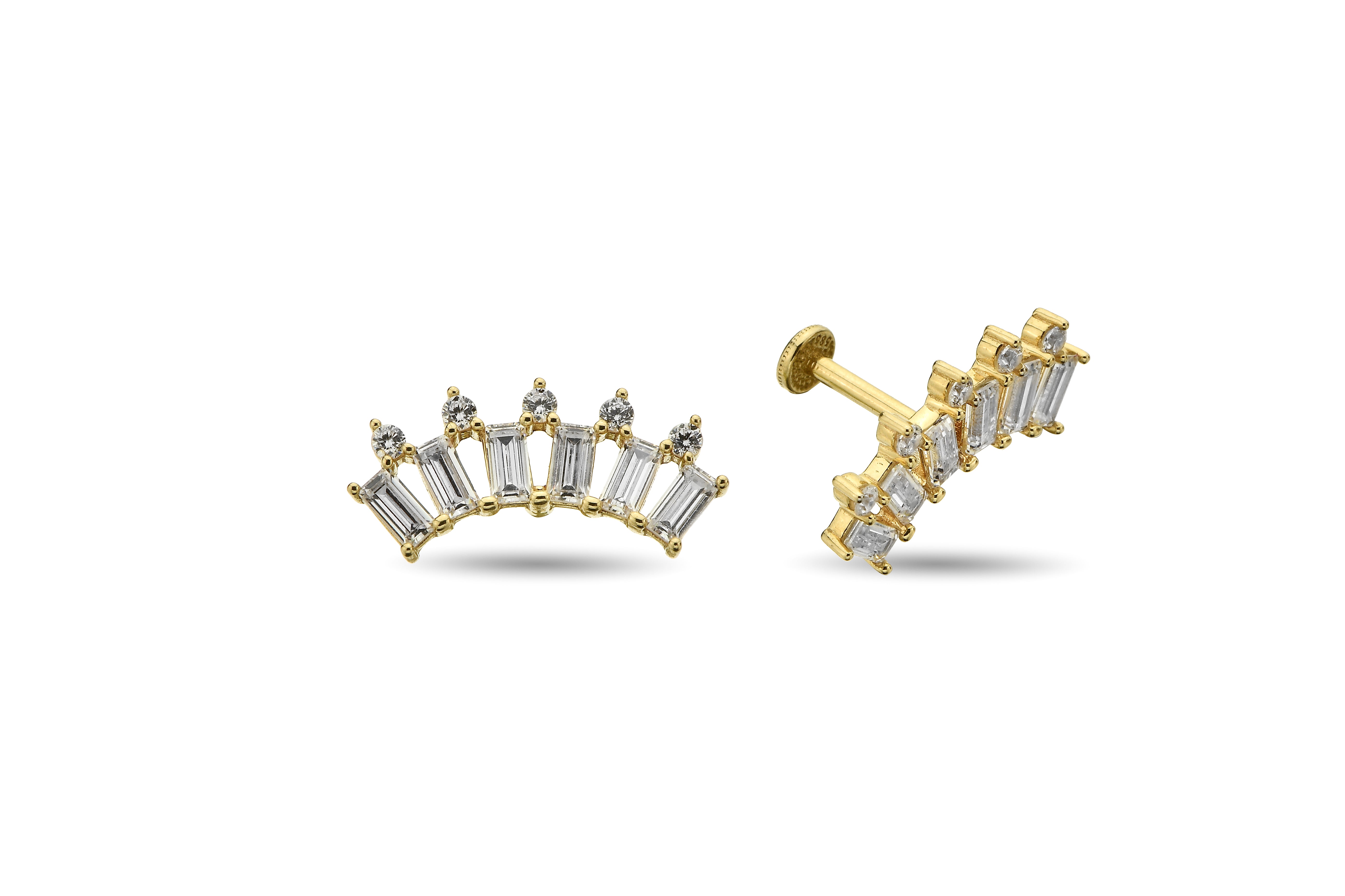 Baget Taşlı Altın Tragus Piercing