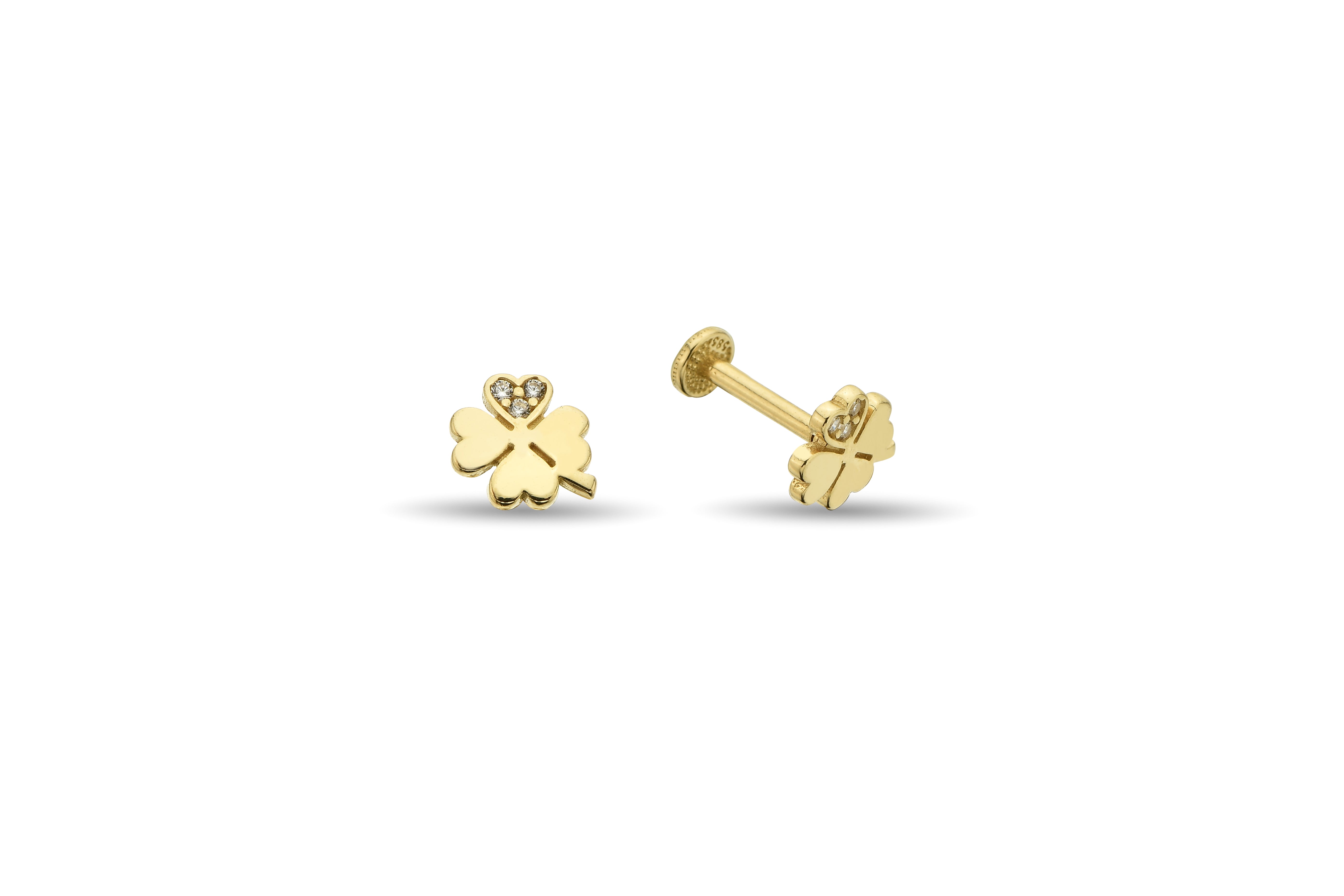 Taşlı Yonca Altın Tragus Piercing