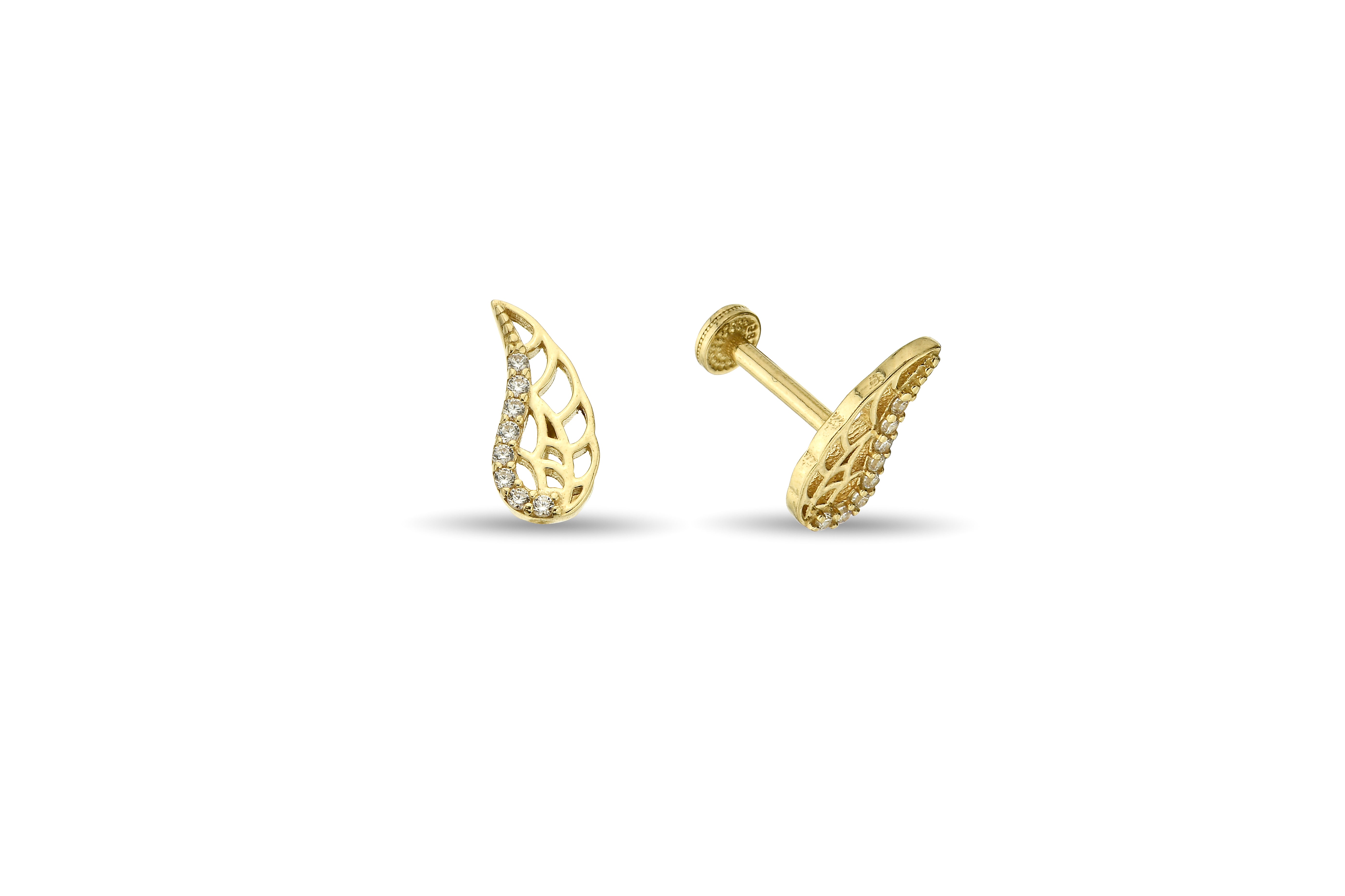 Taşlı Kanat Altın Tragus Piercing