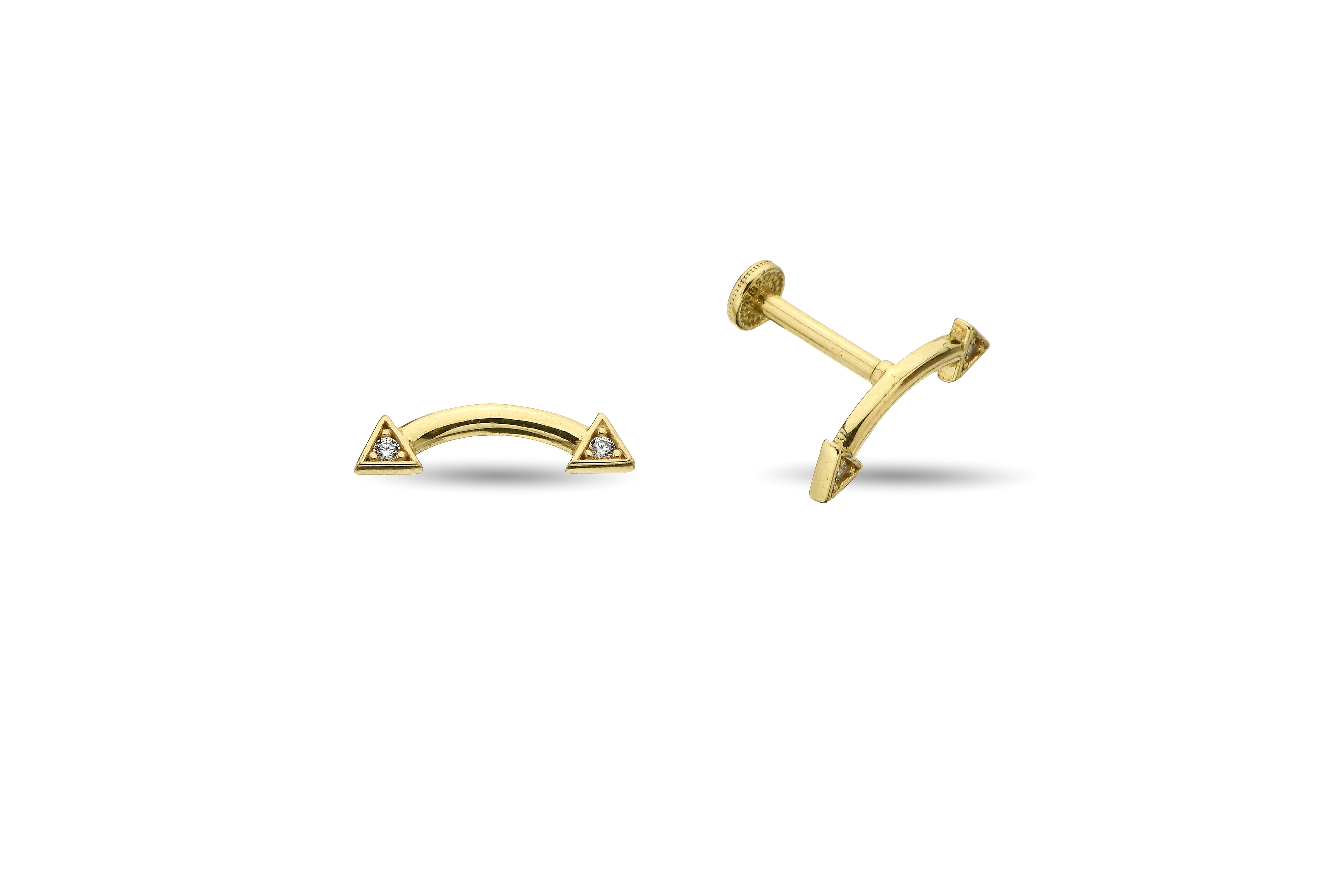 Taşlı Üçgen Ok Altın Tragus Piercing