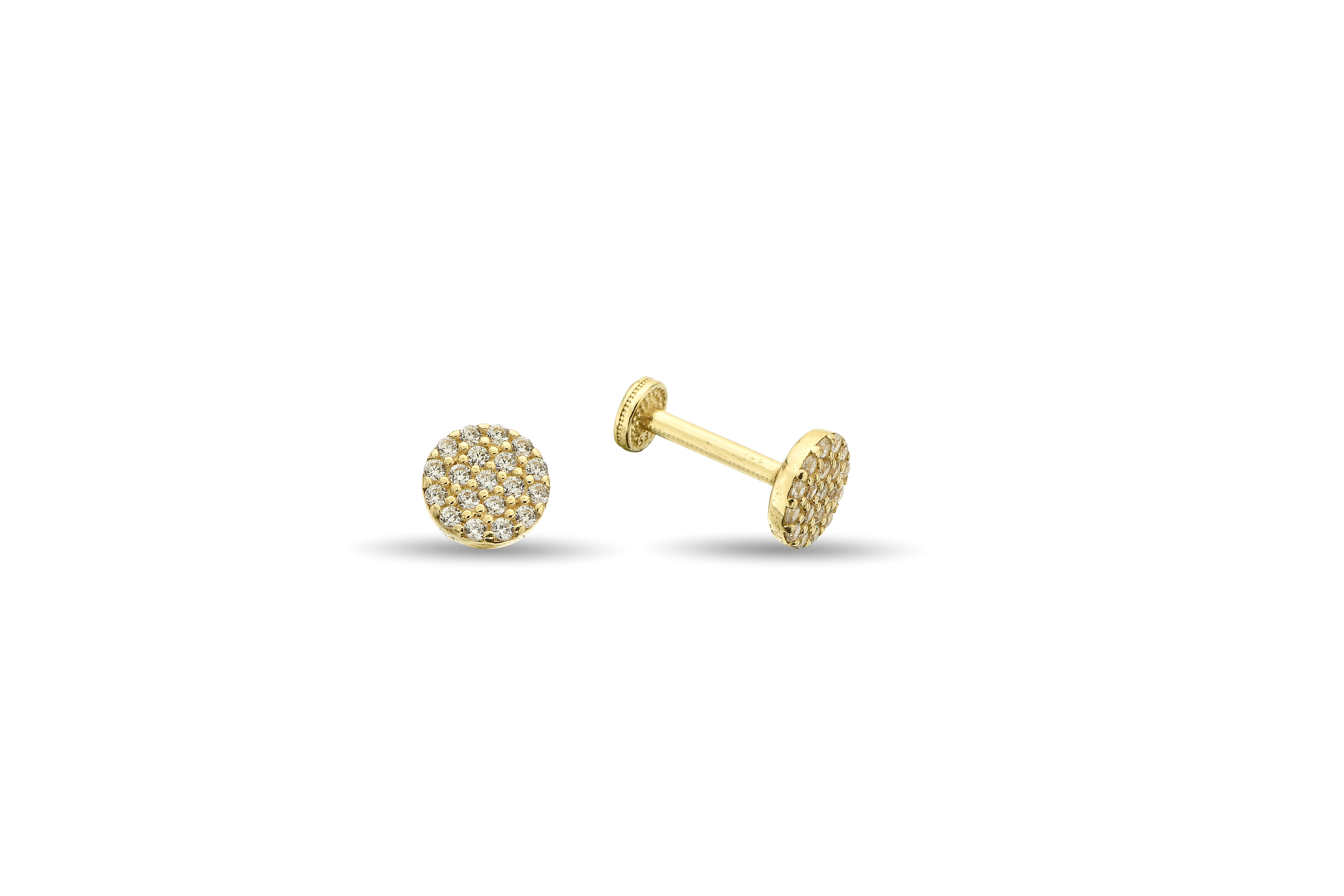 Taşlı Yuvarlak Altın Tragus Piercing
