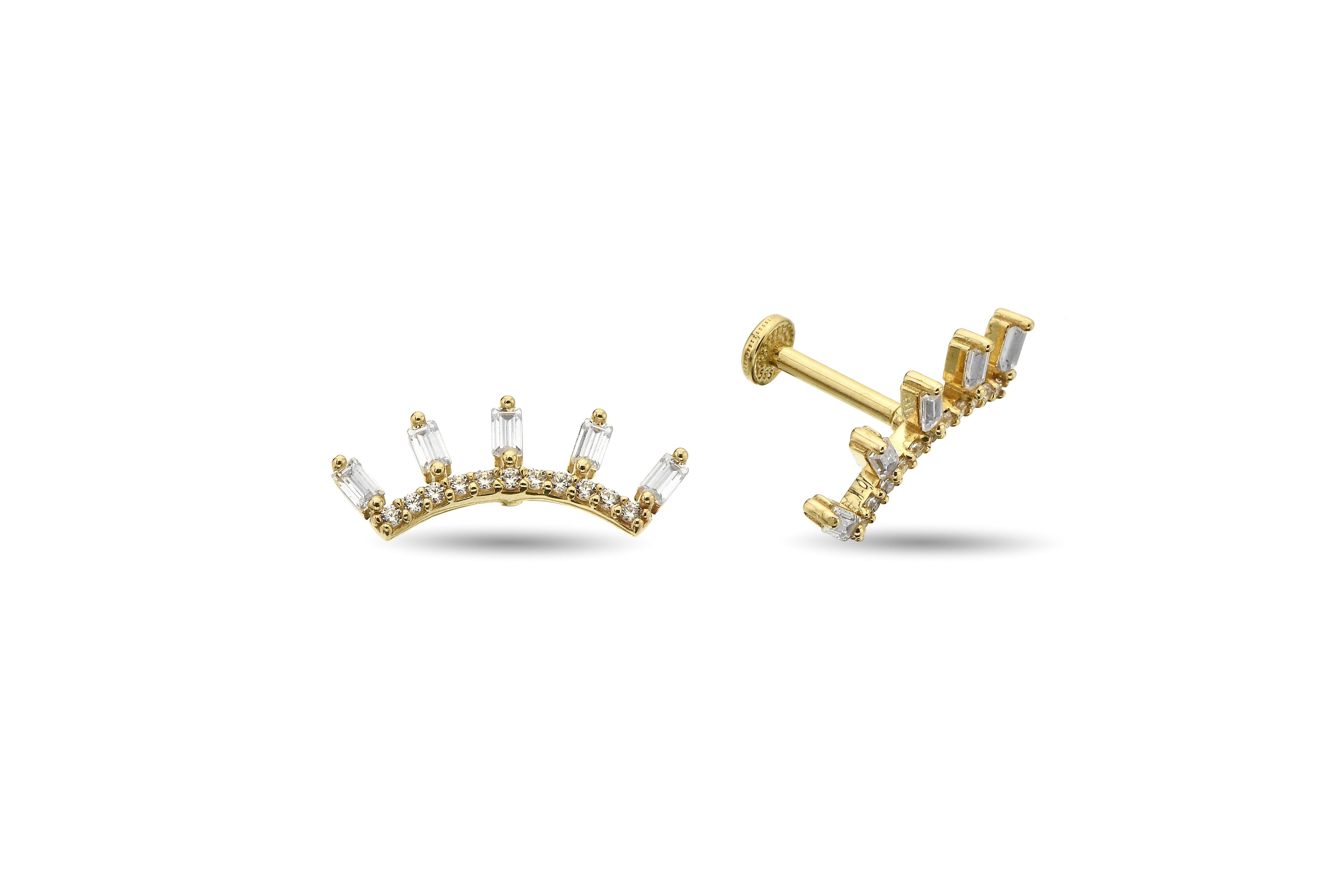 Baget Taşlı Altın Tragus Piercing