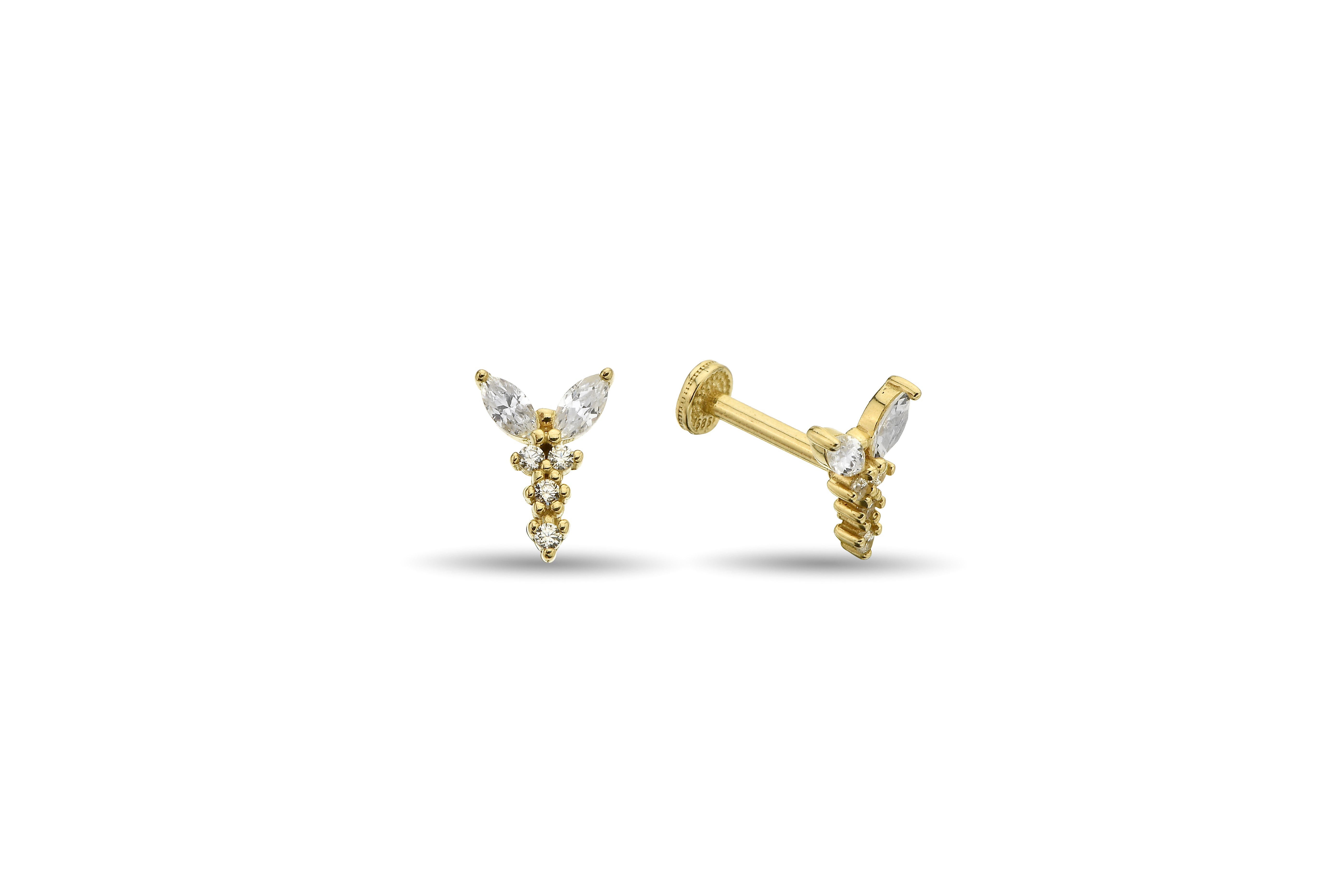 Markiz Taşlı Altın Tragus Piercing