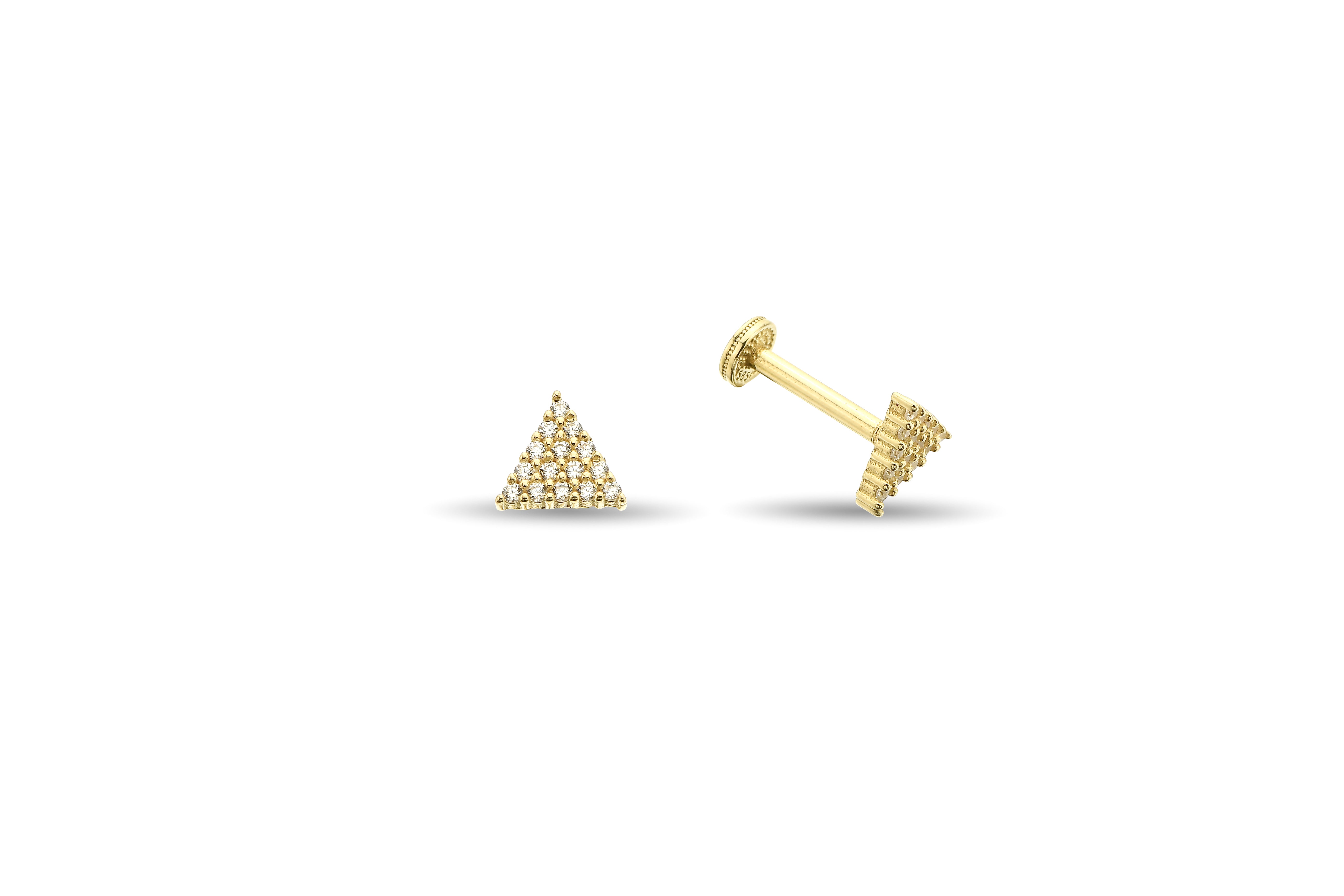 Taşlı Üçgen Altın Tragus Piercing