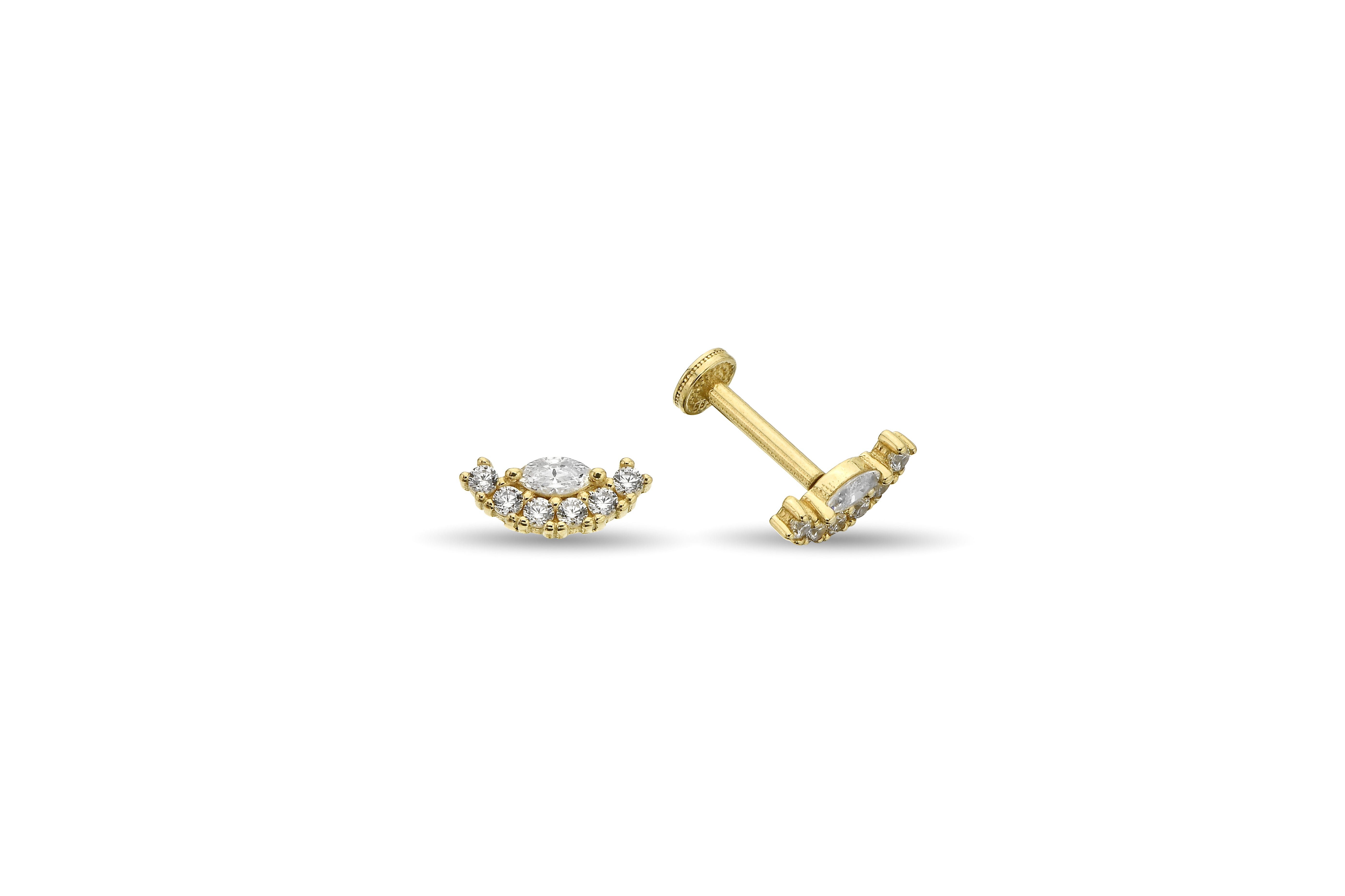 Markiz Taşlı Altın Tragus Piercing