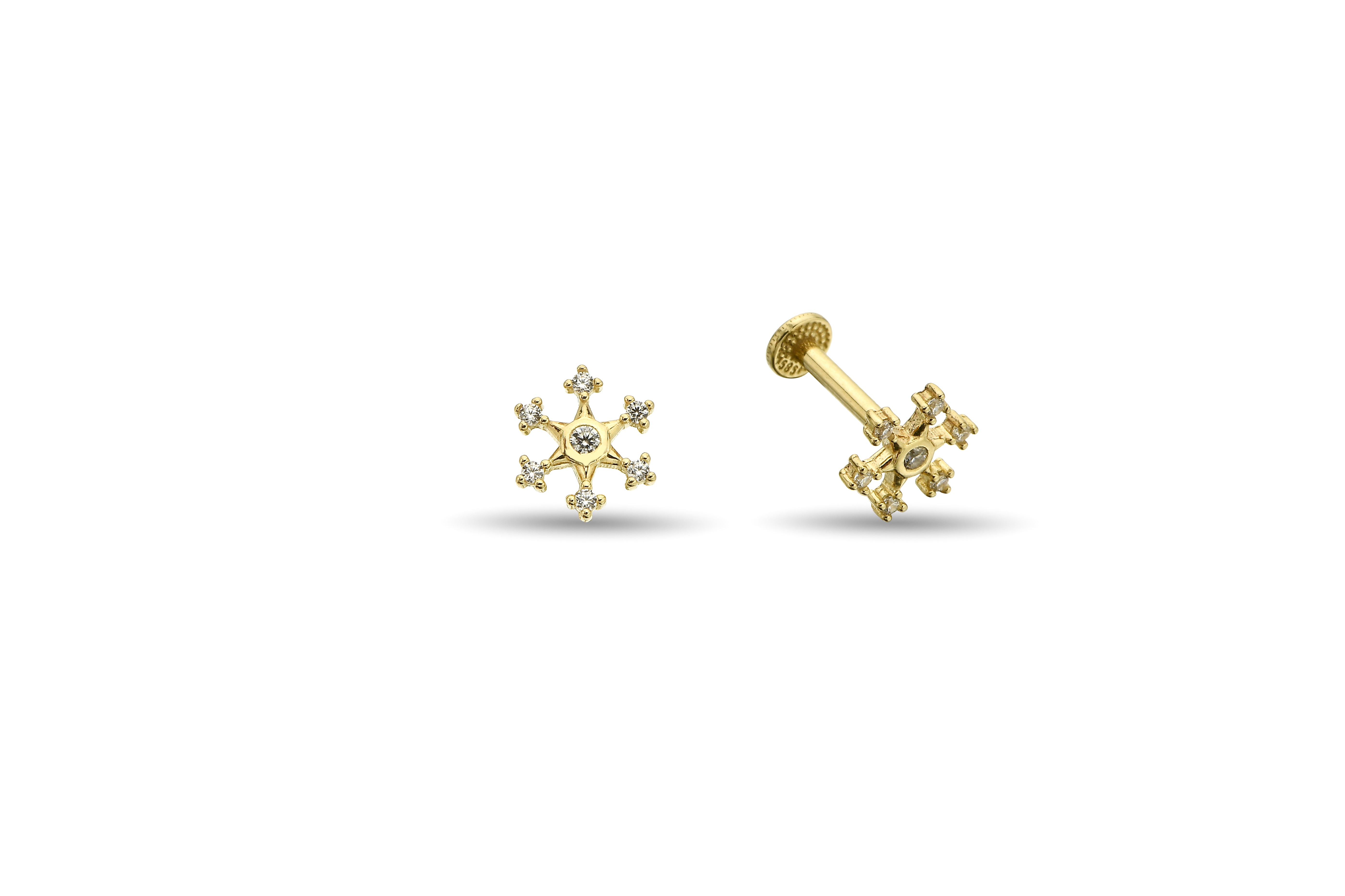 Taşlı Pusula Altın Tragus Piercing