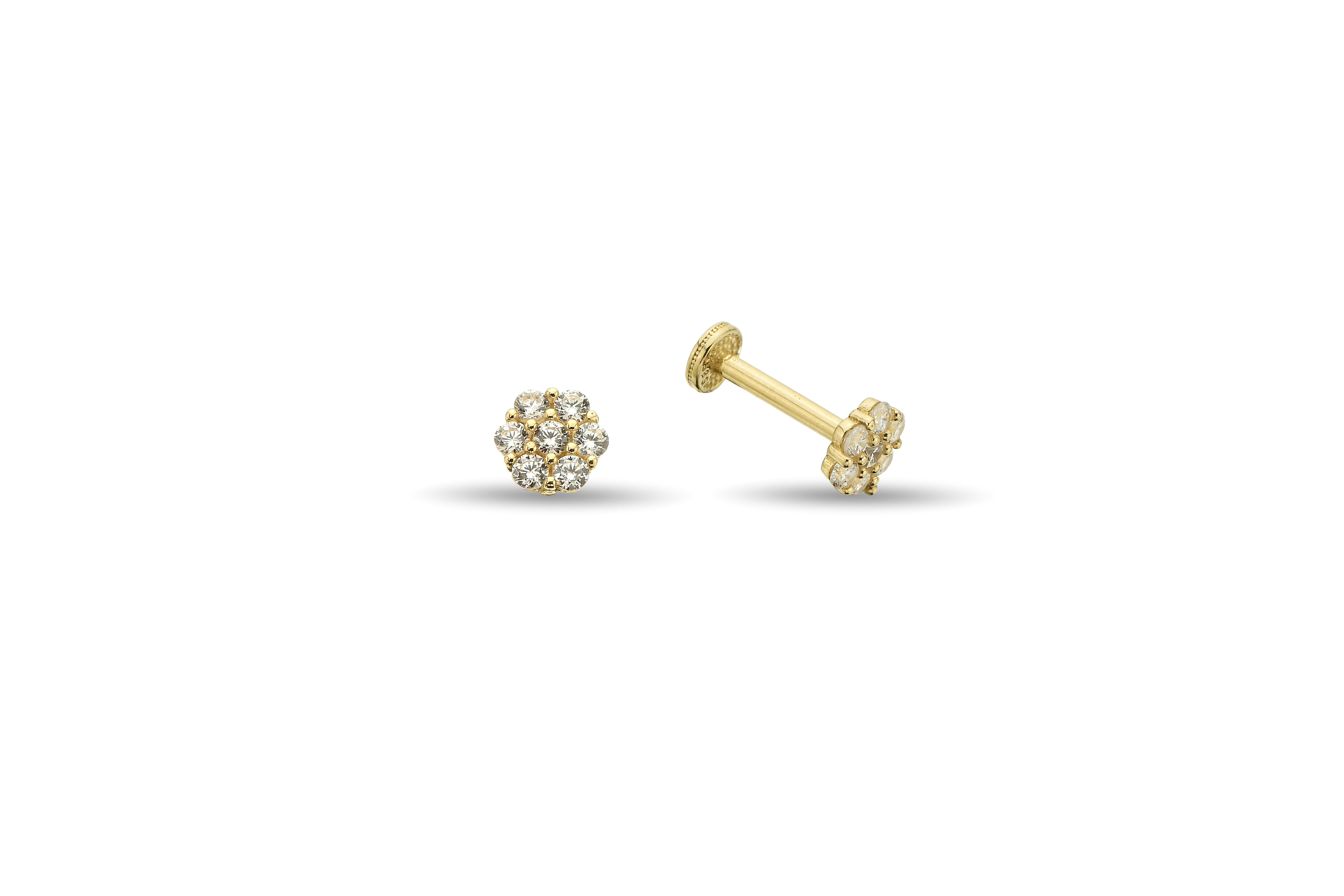 Taşlı Çiçek Altın Tragus Piercing