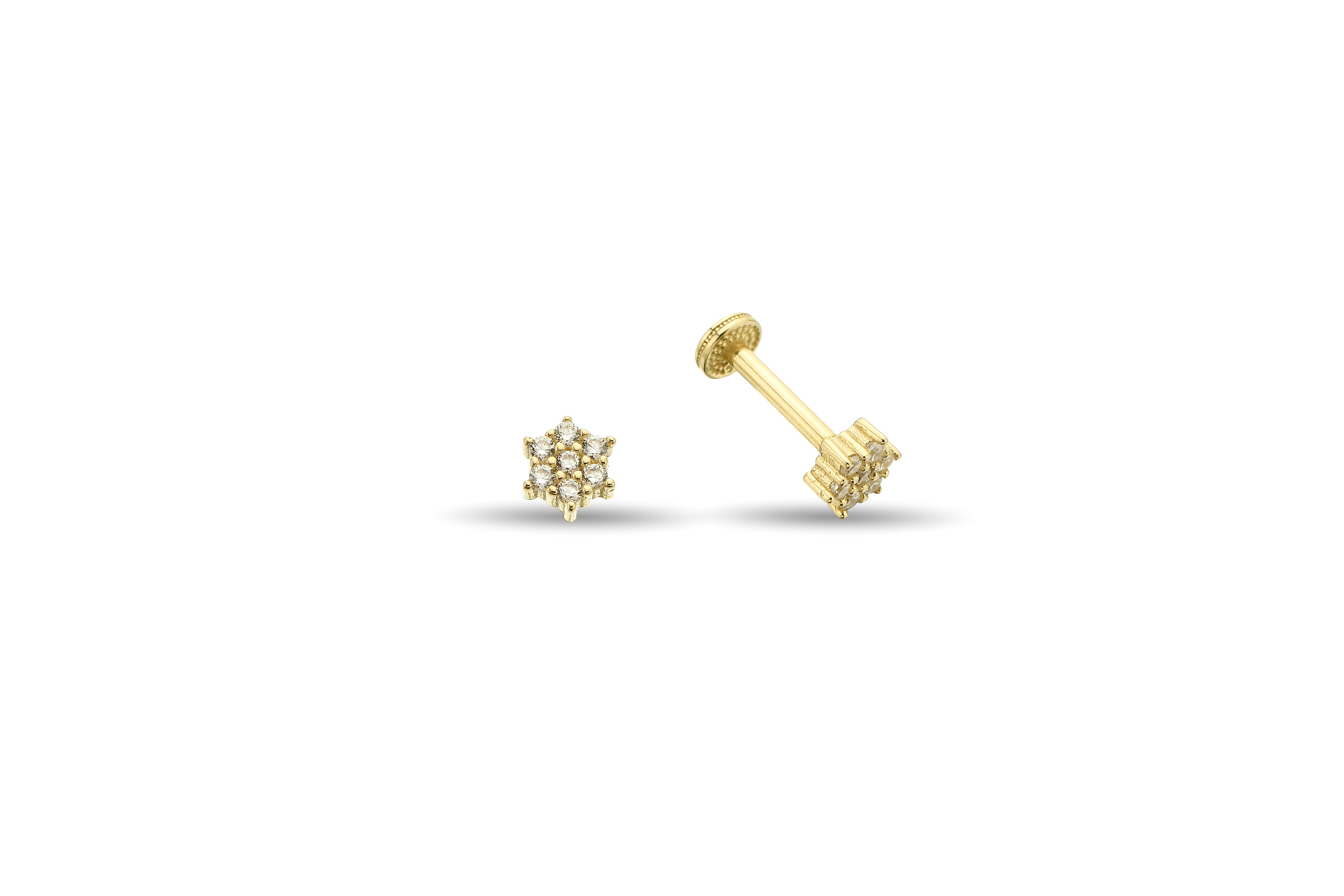 Taşlı Çiçek Altın Tragus Piercing