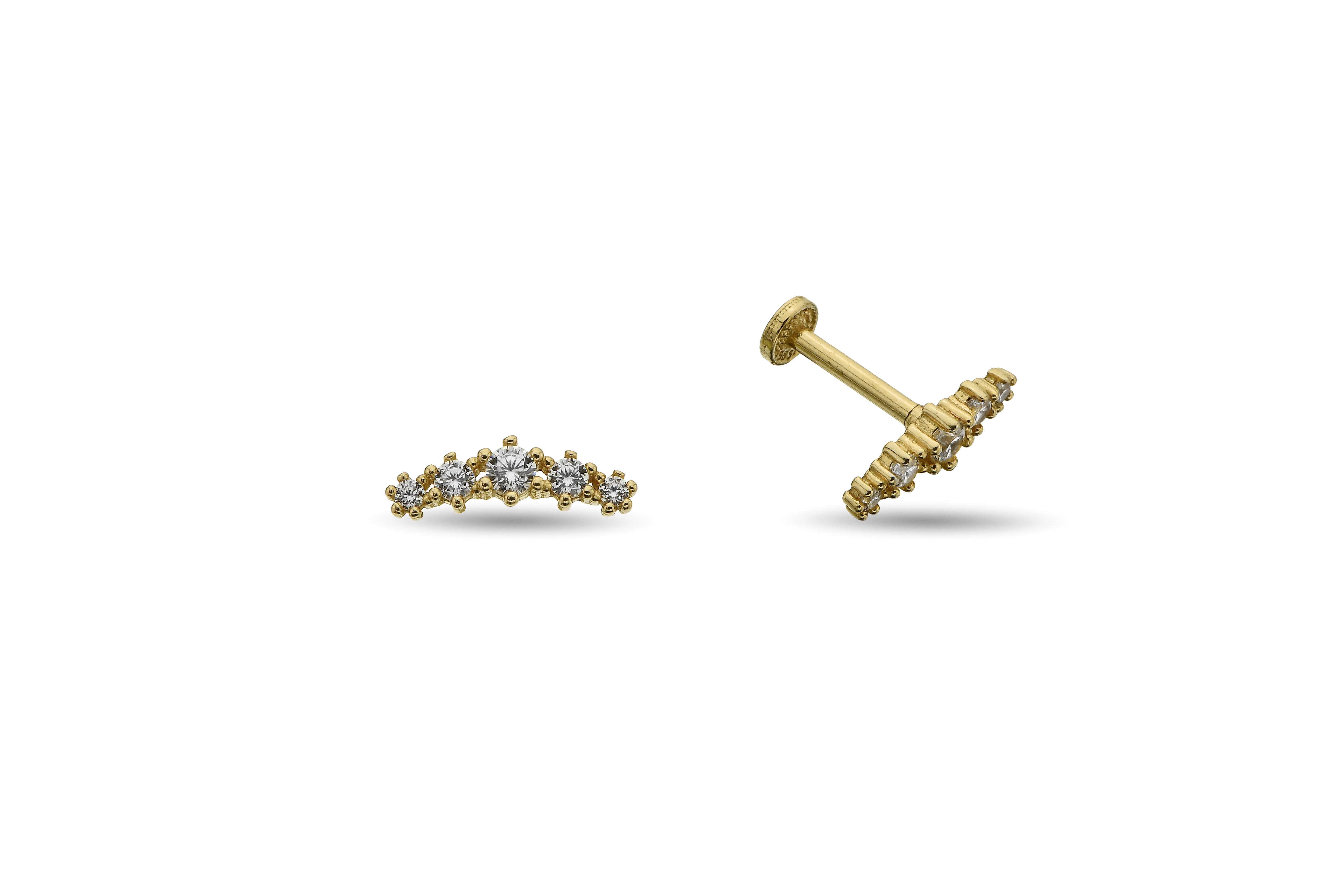 Taşlı Altın Tragus Piercing