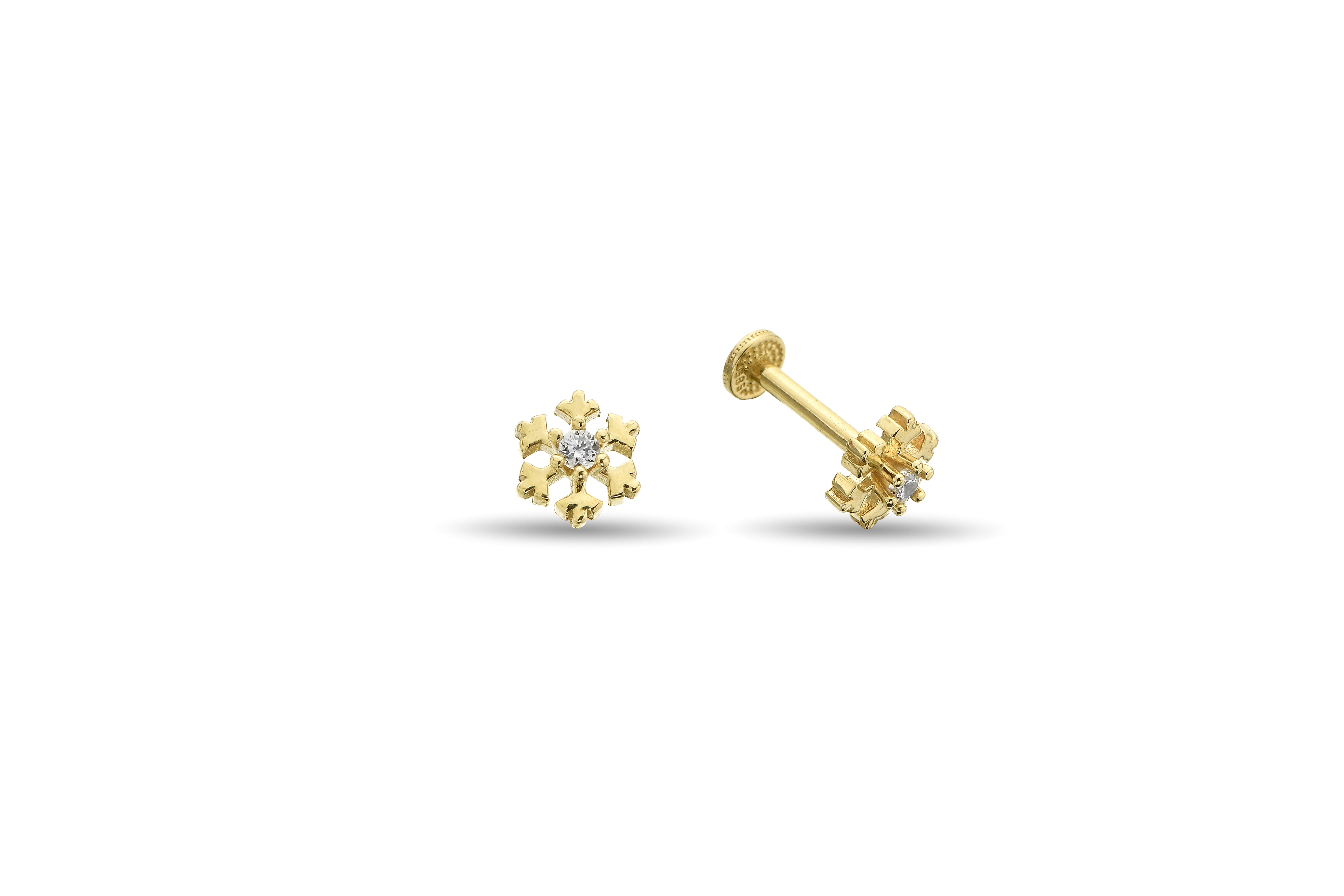 Taşlı Kar Tanesi Altın Tragus Piercing