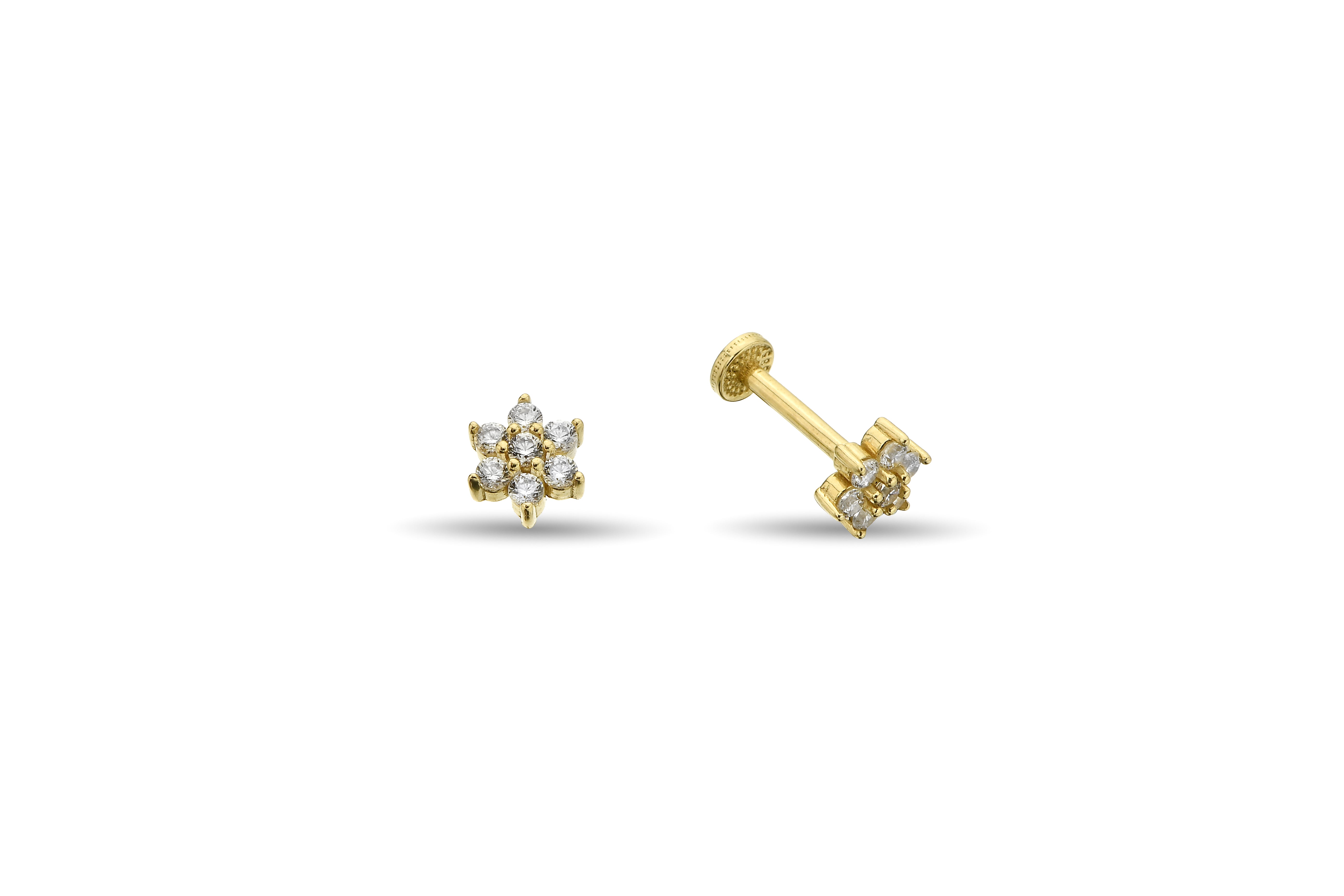 Taşlı Çiçek Altın Tragus Piercing