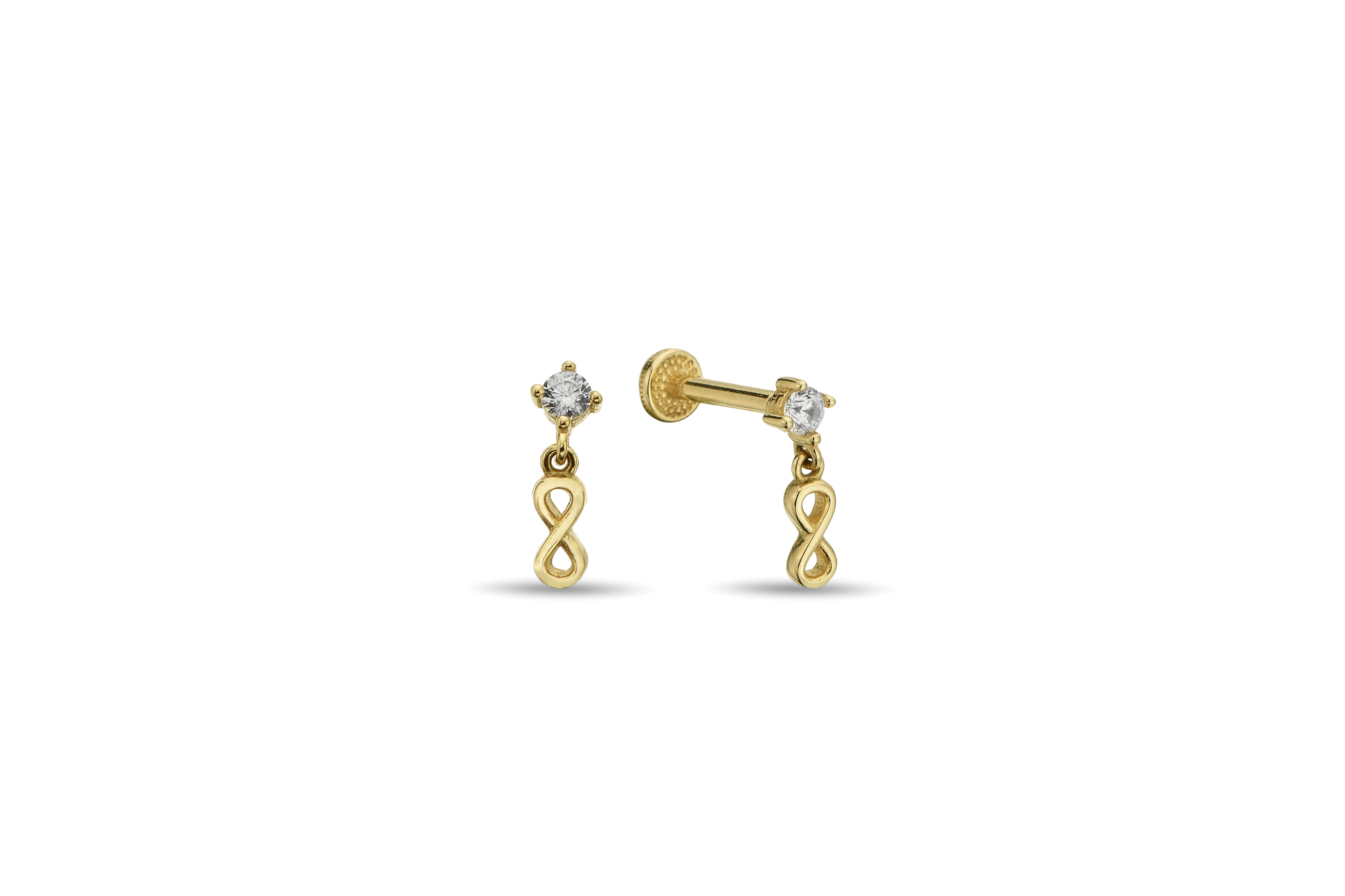 Taşlı Sallantılı Sonsuzluk Altın Tragus Piercing